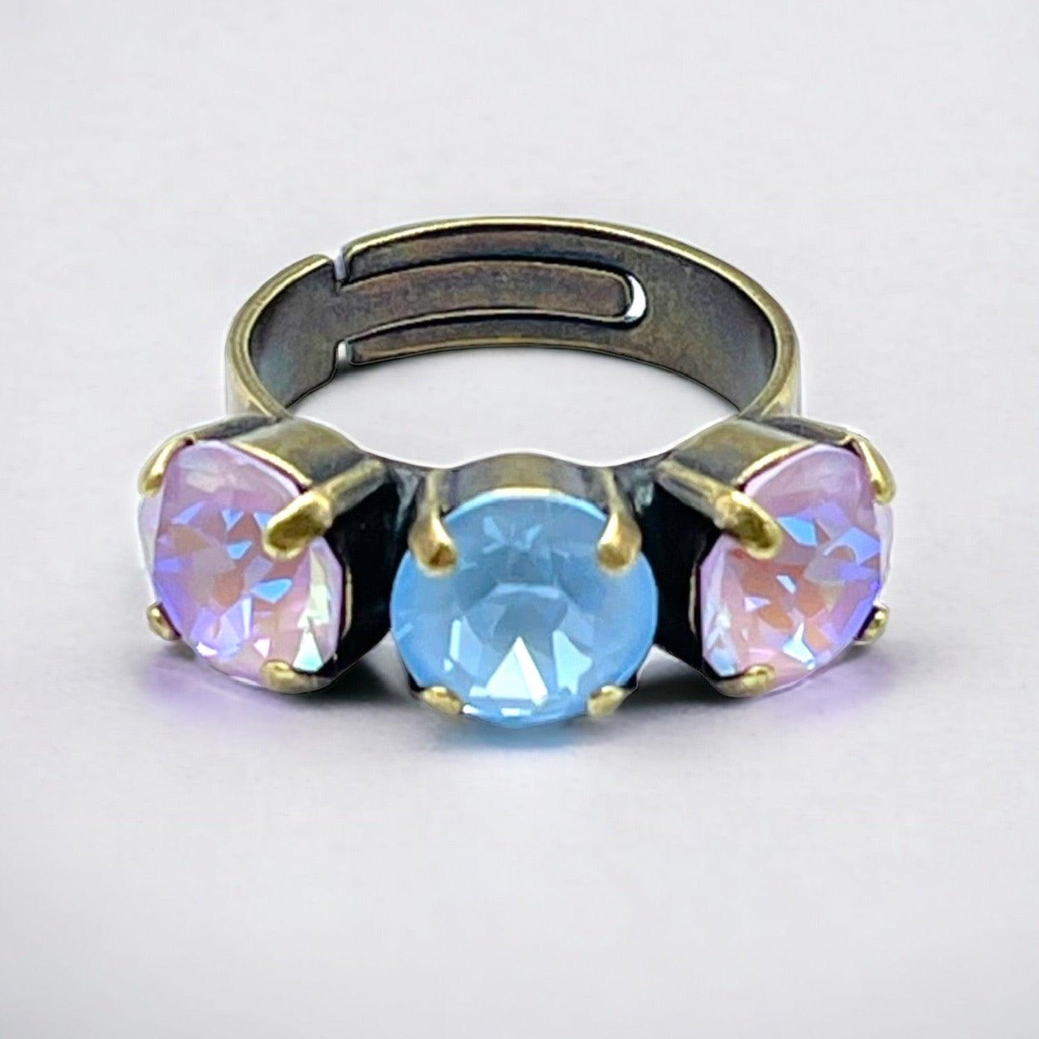 Cocktail Ring in Light Rose & Light Blue Crystals - Vita Isola