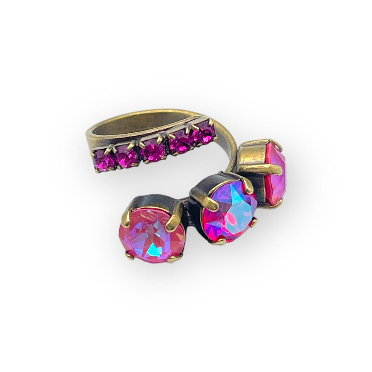 Cocktail Ring Pink and Magenta Crystals - Vita Isola