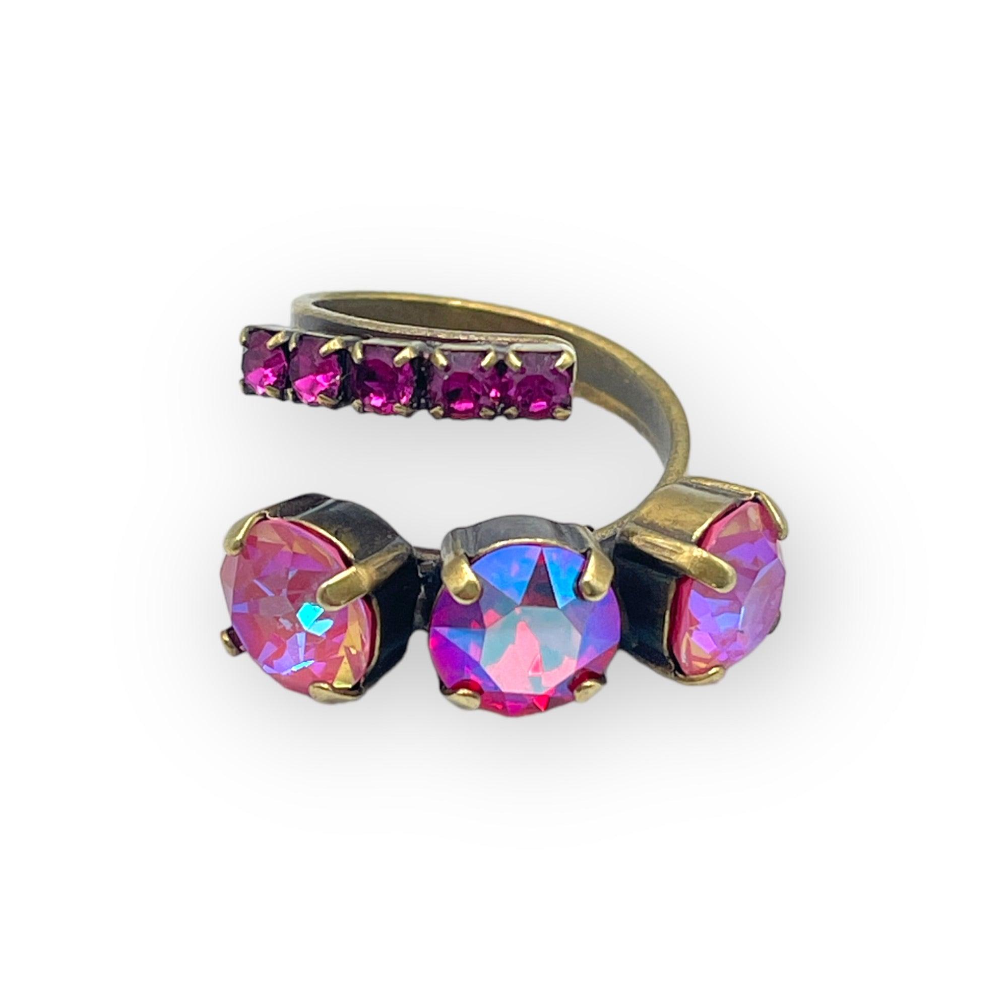 Cocktail Ring Pink and Magenta Crystals - Vita Isola