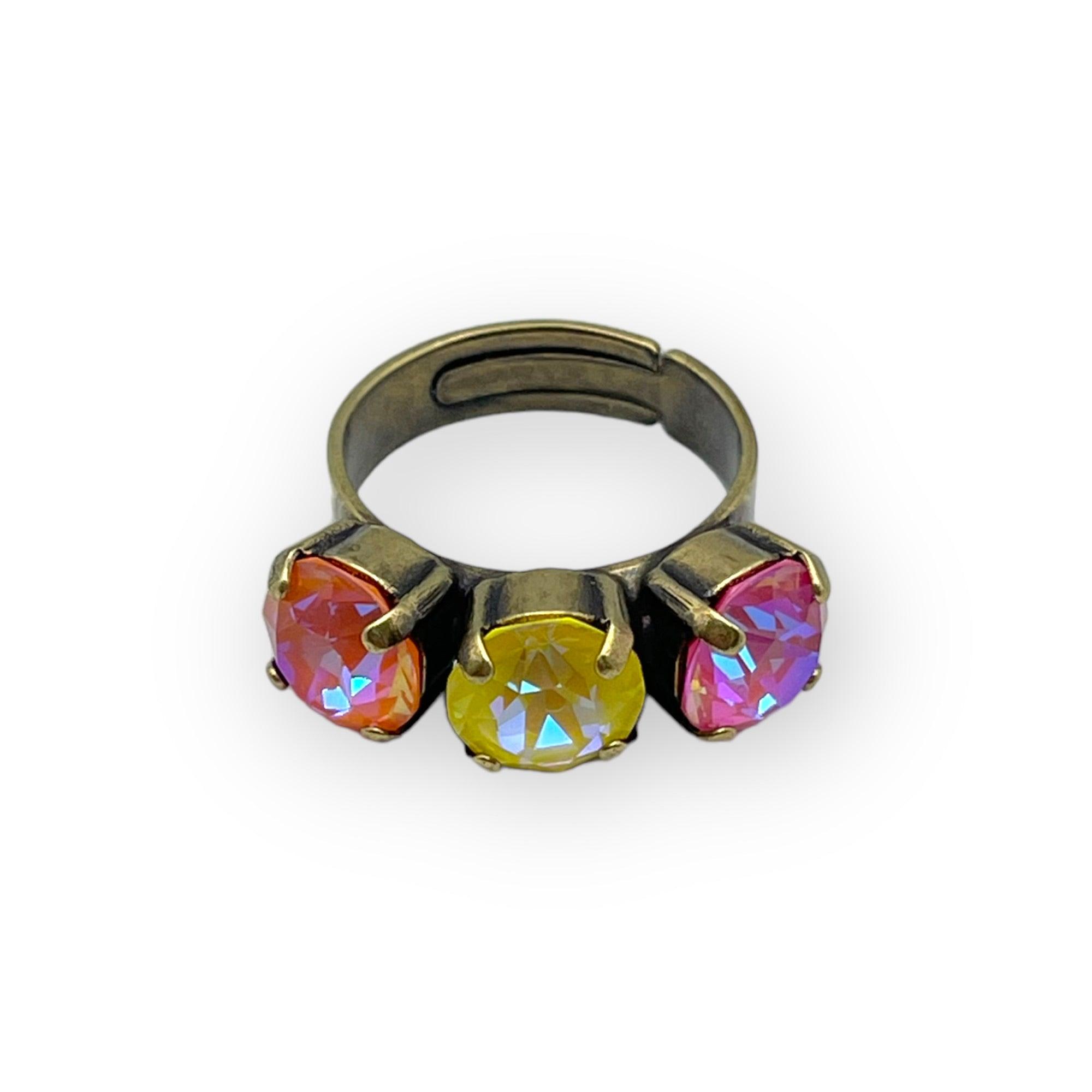 Cocktail Ring Pink & Yellow Crystals - Vita Isola