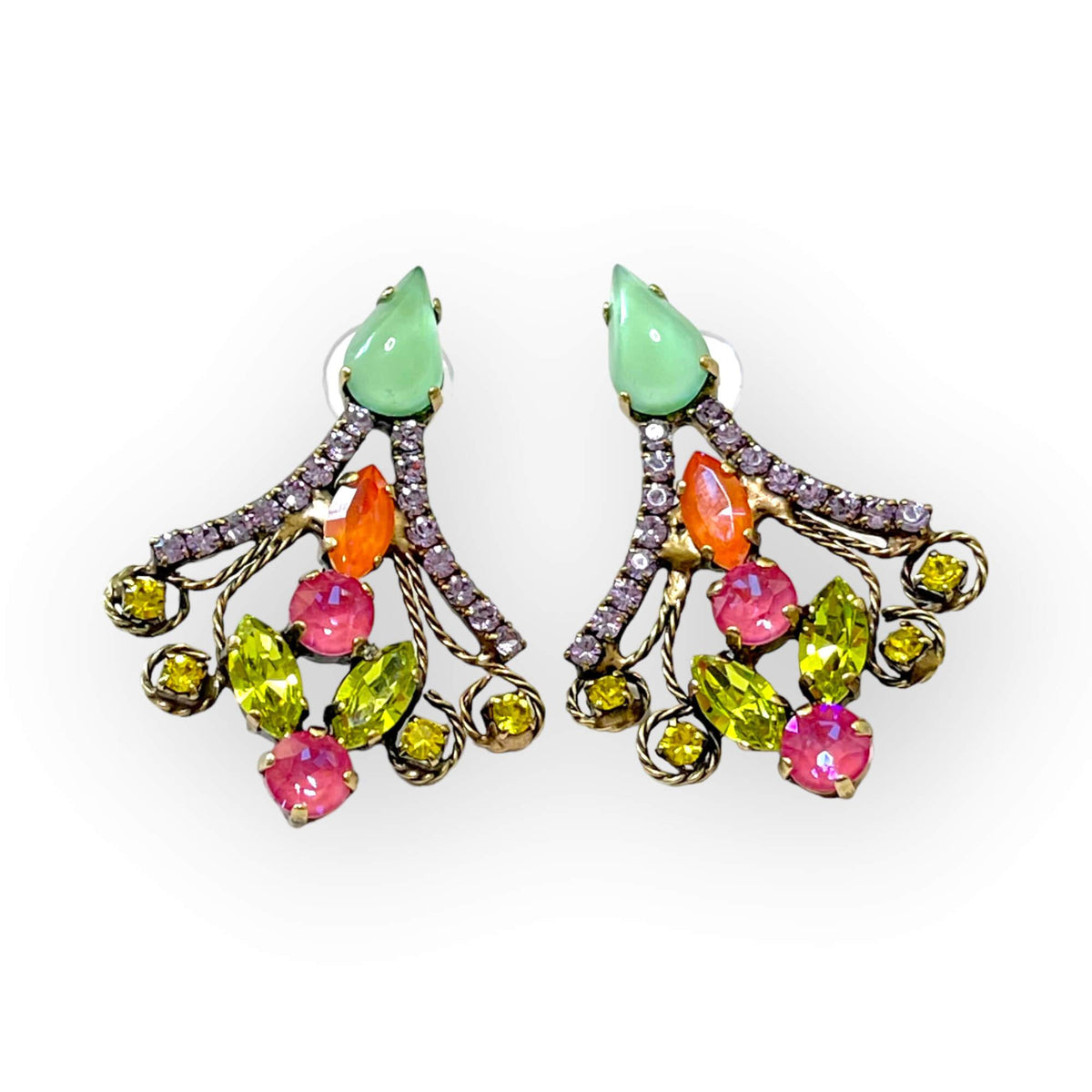 Elegant Drop Earrings in Multicolor Crystals - Vita Isola