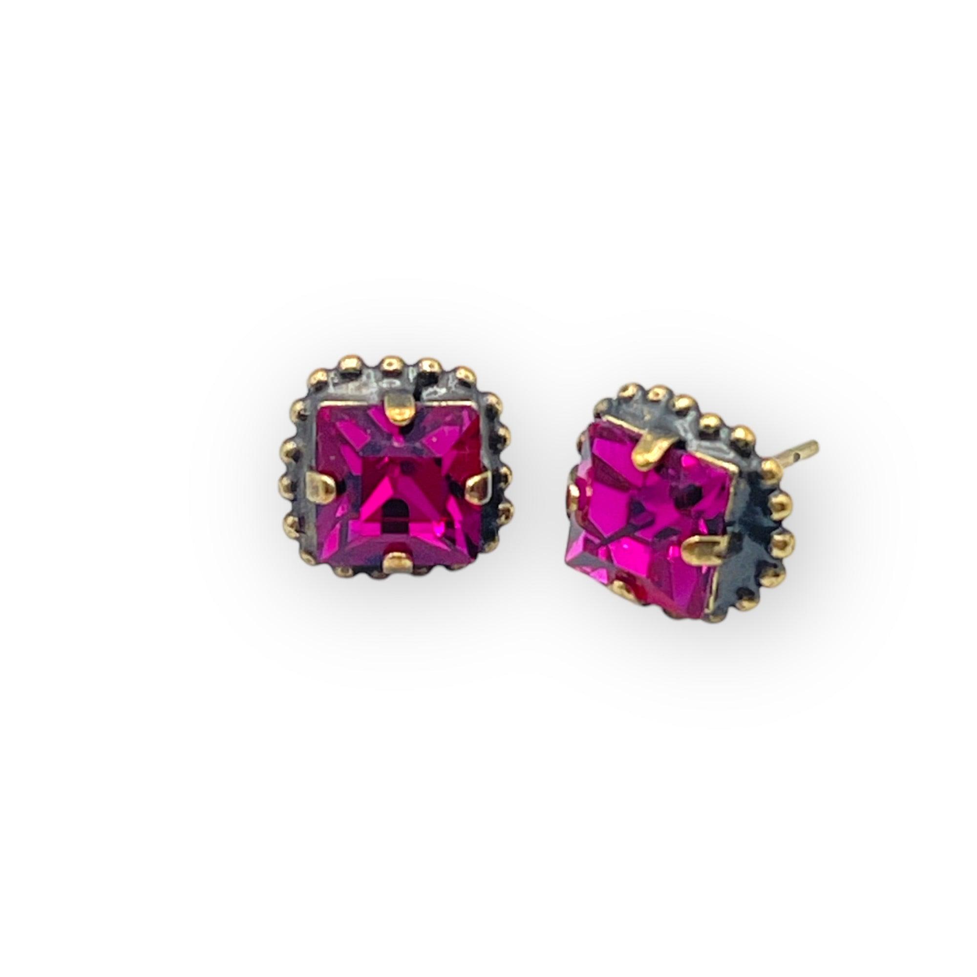 Fuchsia Glass Stone Earrings - Vita Isola