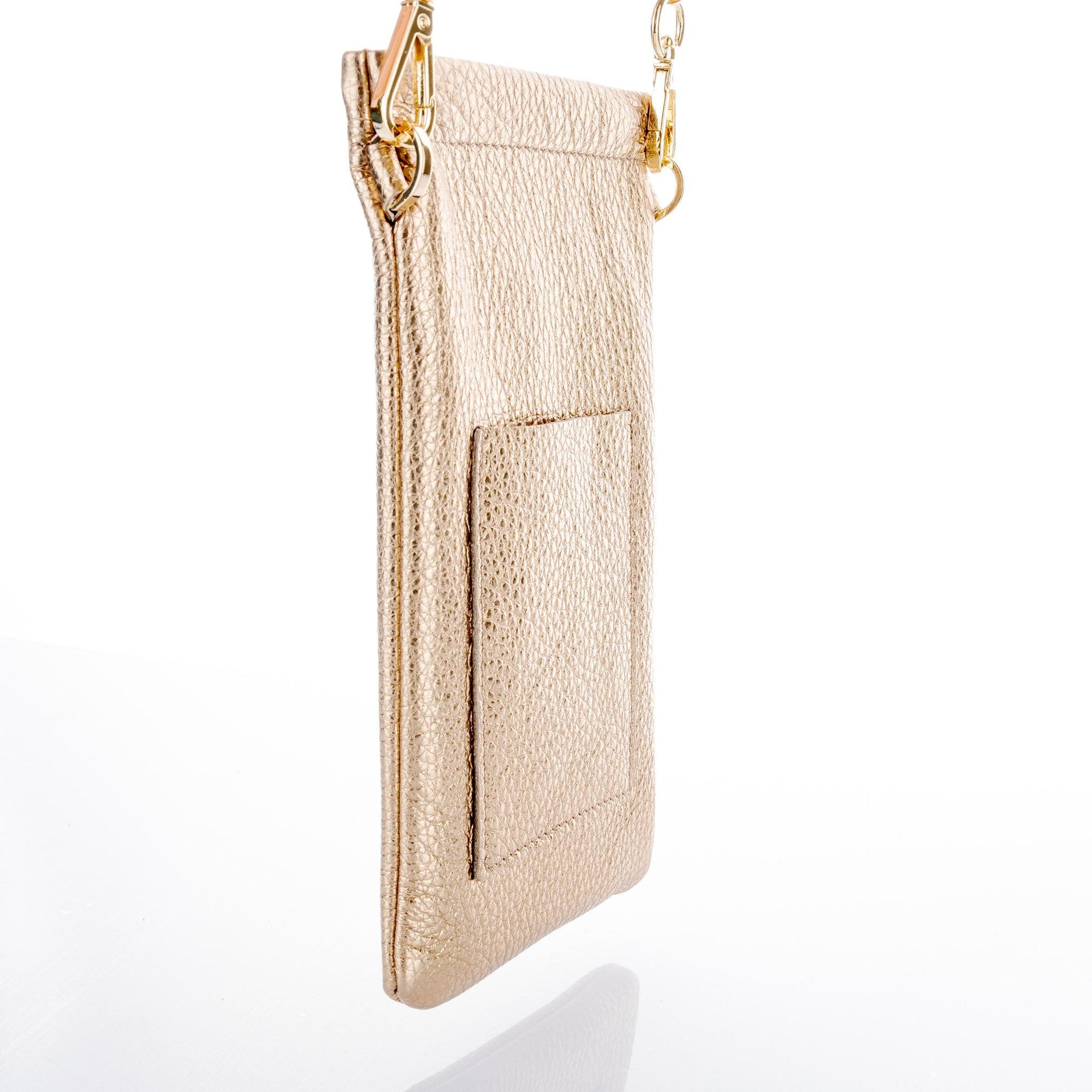 Gold Crossbody Leather Phone Pouch - Vita Isola