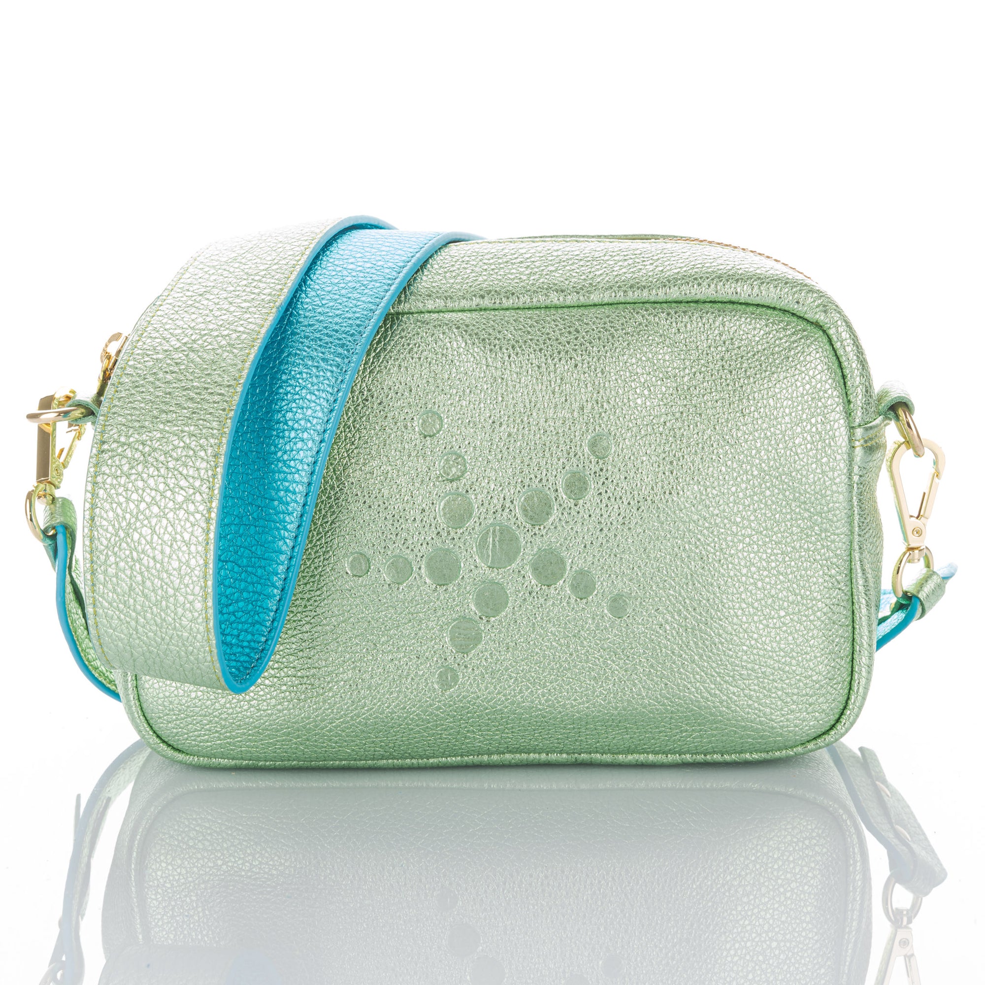 Bright Green Metallic Crossbody Bag - Gabriela