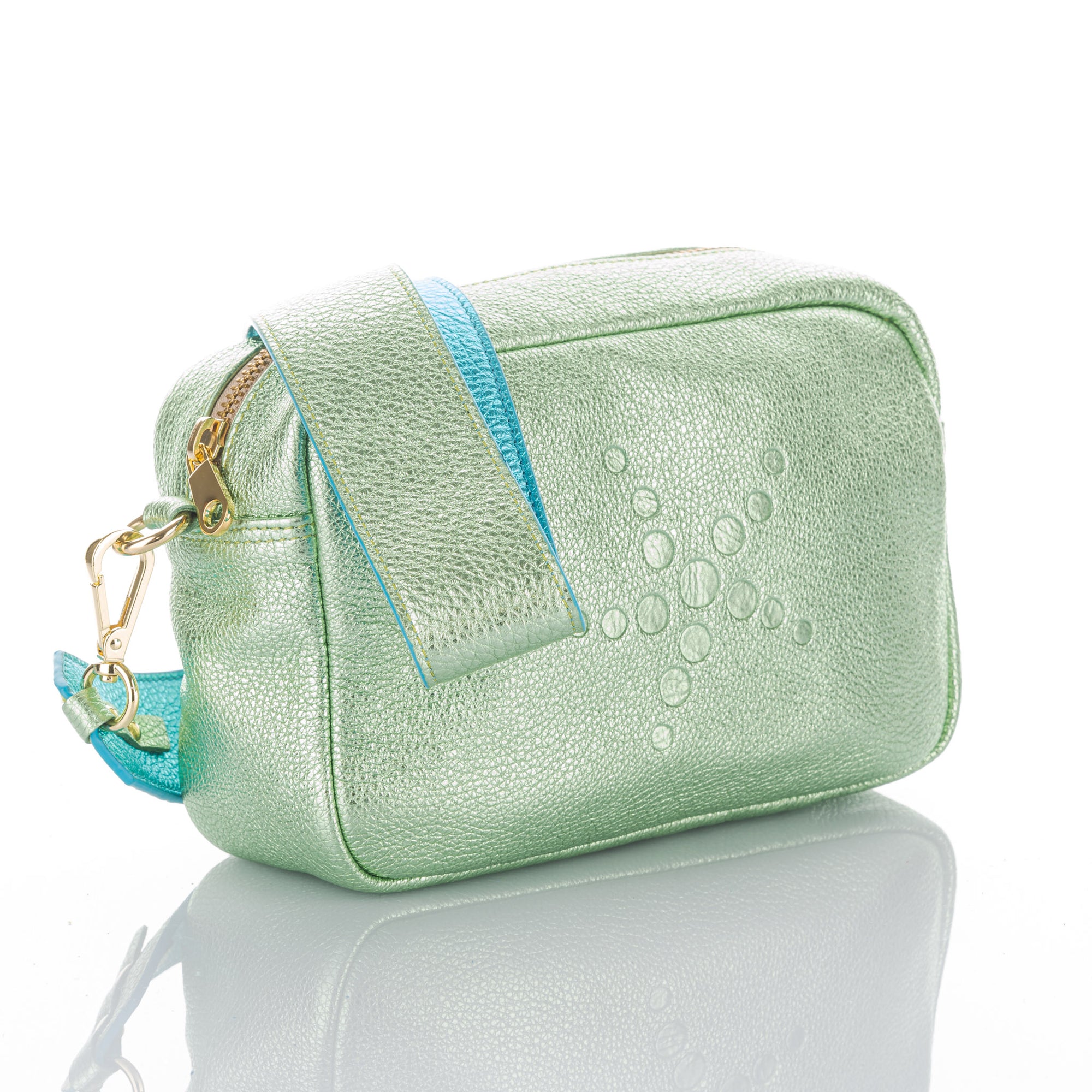 Bright Green Metallic Crossbody Bag - Gabriela