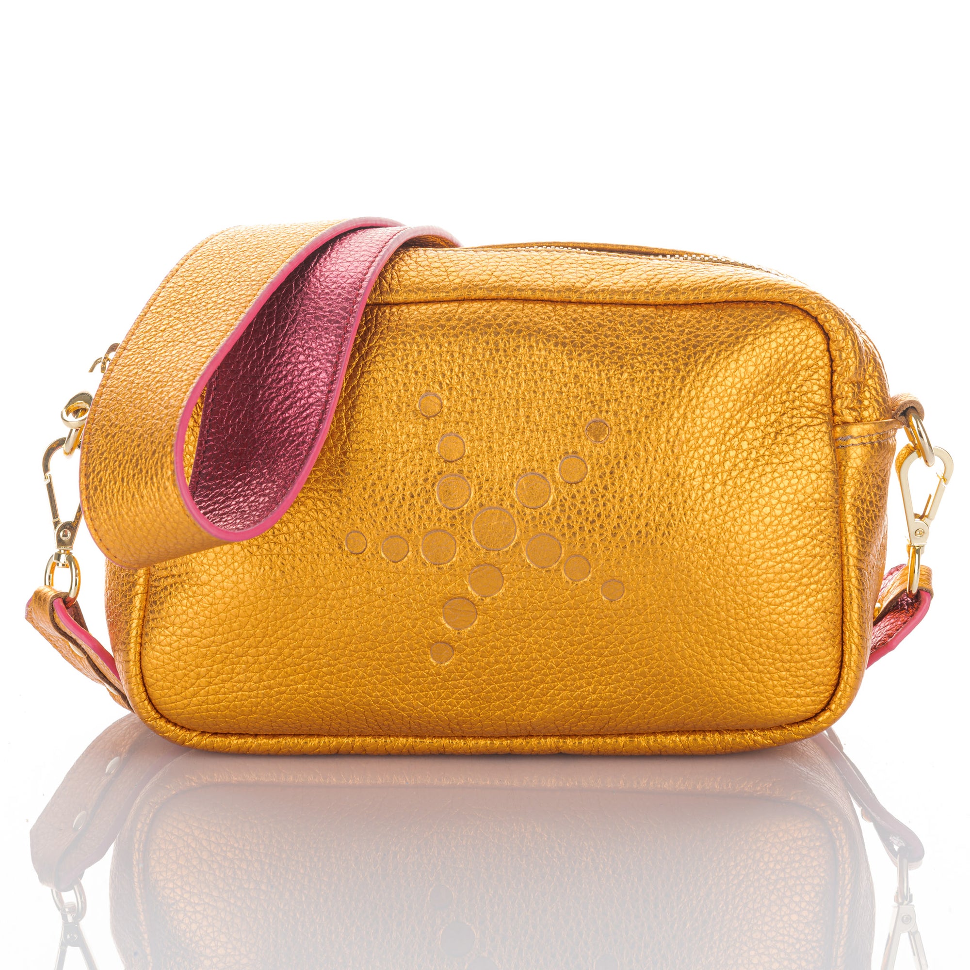 Sunshine Orange Metallic Crossbody Bag - Gabriela