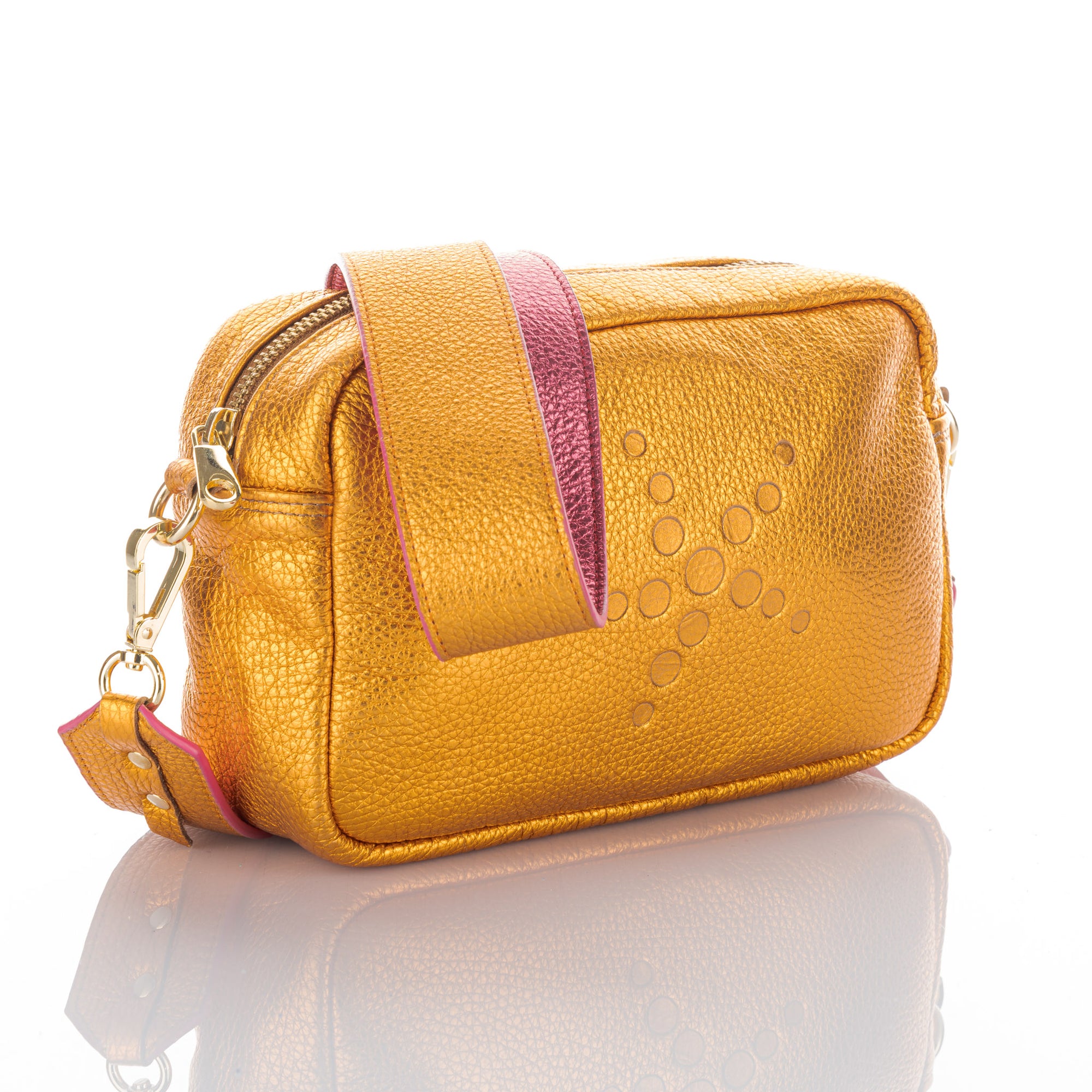 Sunshine Orange Metallic Crossbody Bag - Gabriela