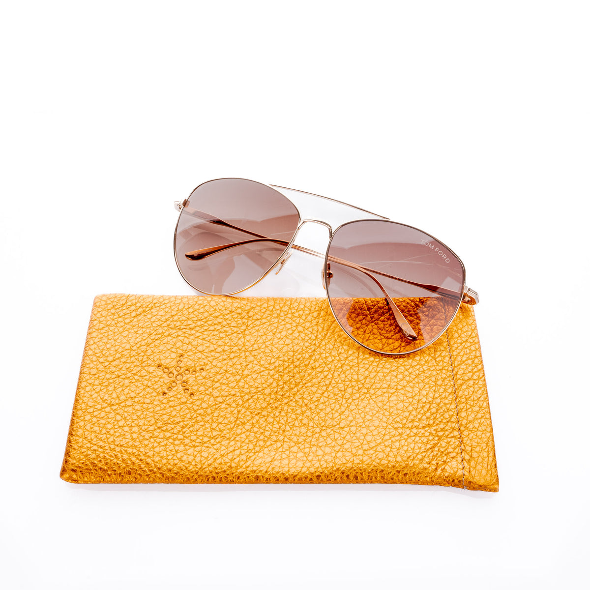 Orange Metallic Leather Sunglasses Pouch