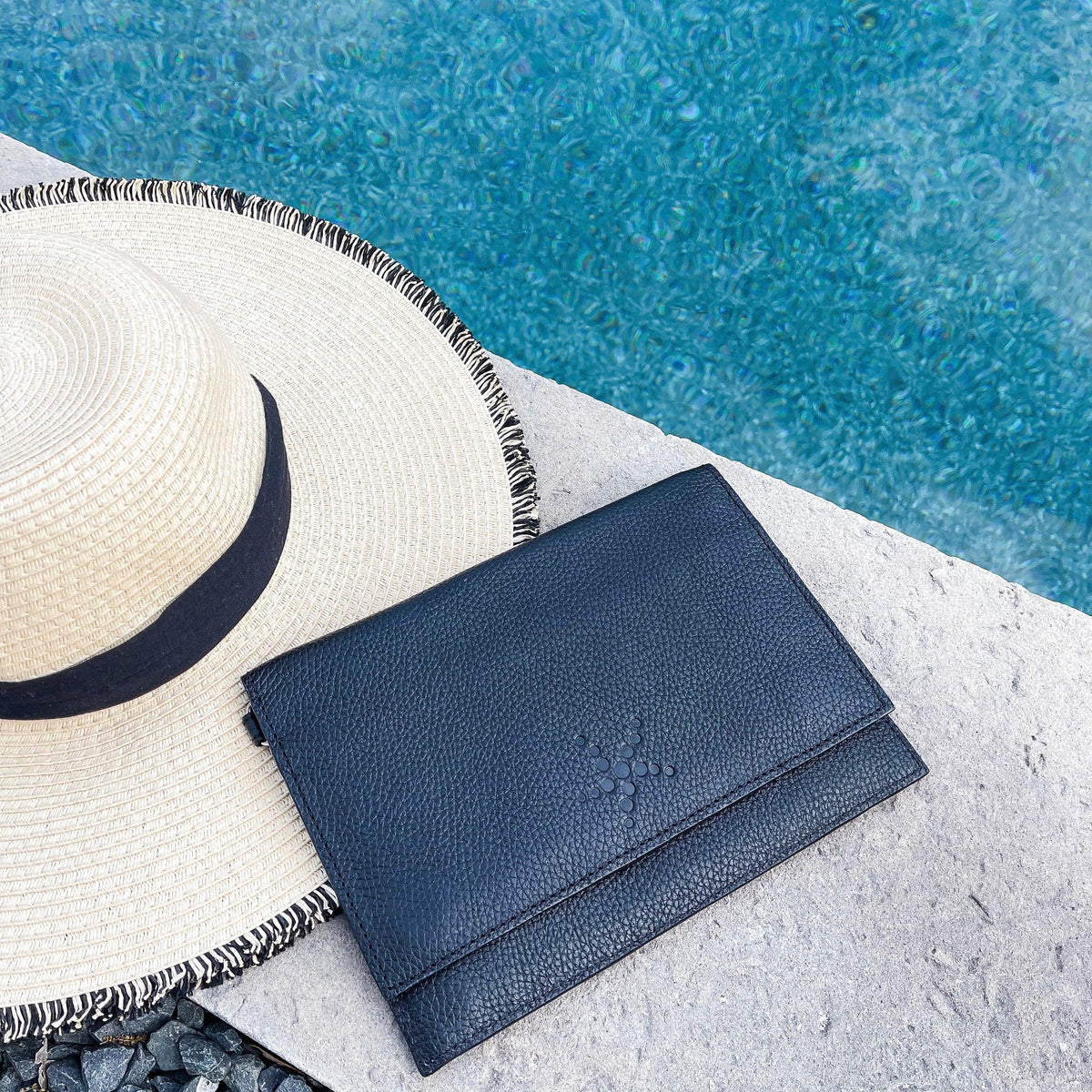 TriVersa Luxe - Passport Leather Trio: Passport Holder, Wallet, &amp; Crossbody Clutch - Black