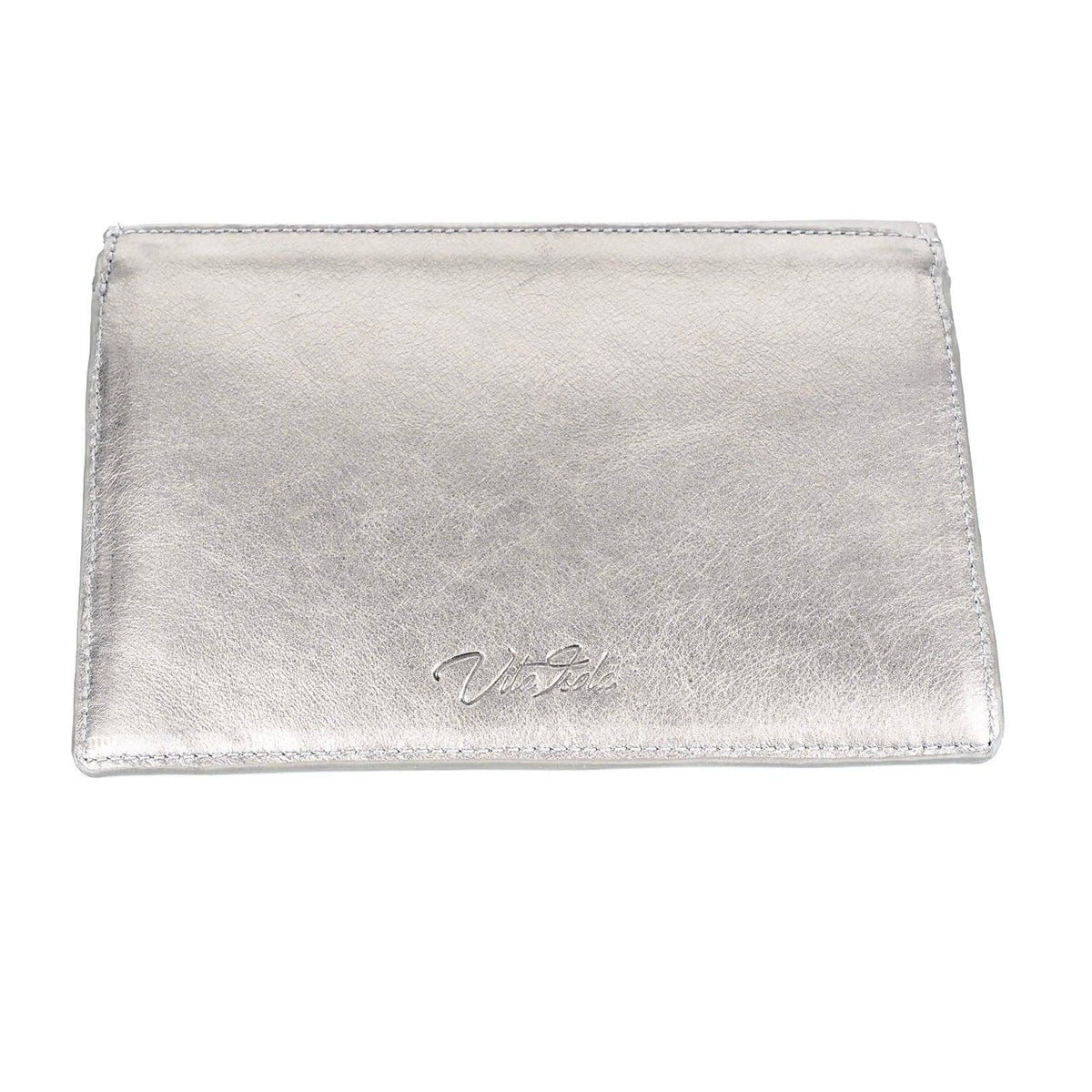 TriVersa Luxe - Passport Leather Trio: Passport Holder, Wallet, & Crossbody Clutch - Silver