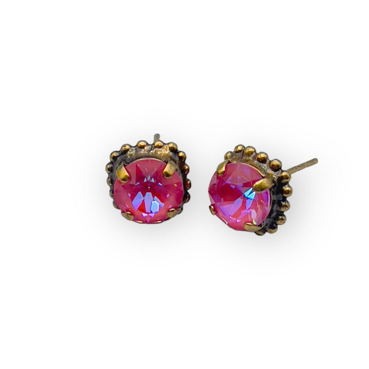 Pink Glass Stone Earrings - Vita Isola
