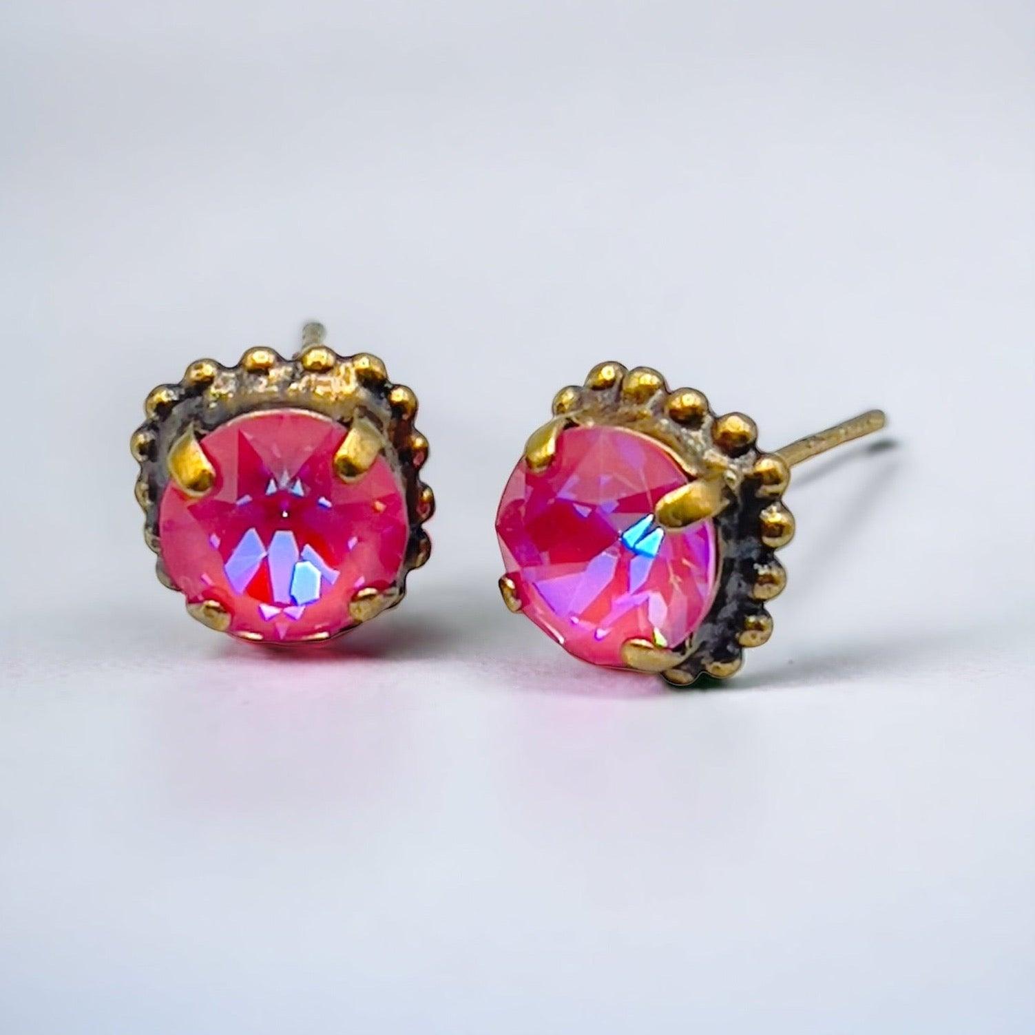 Pink Glass Stone Earrings - Vita Isola