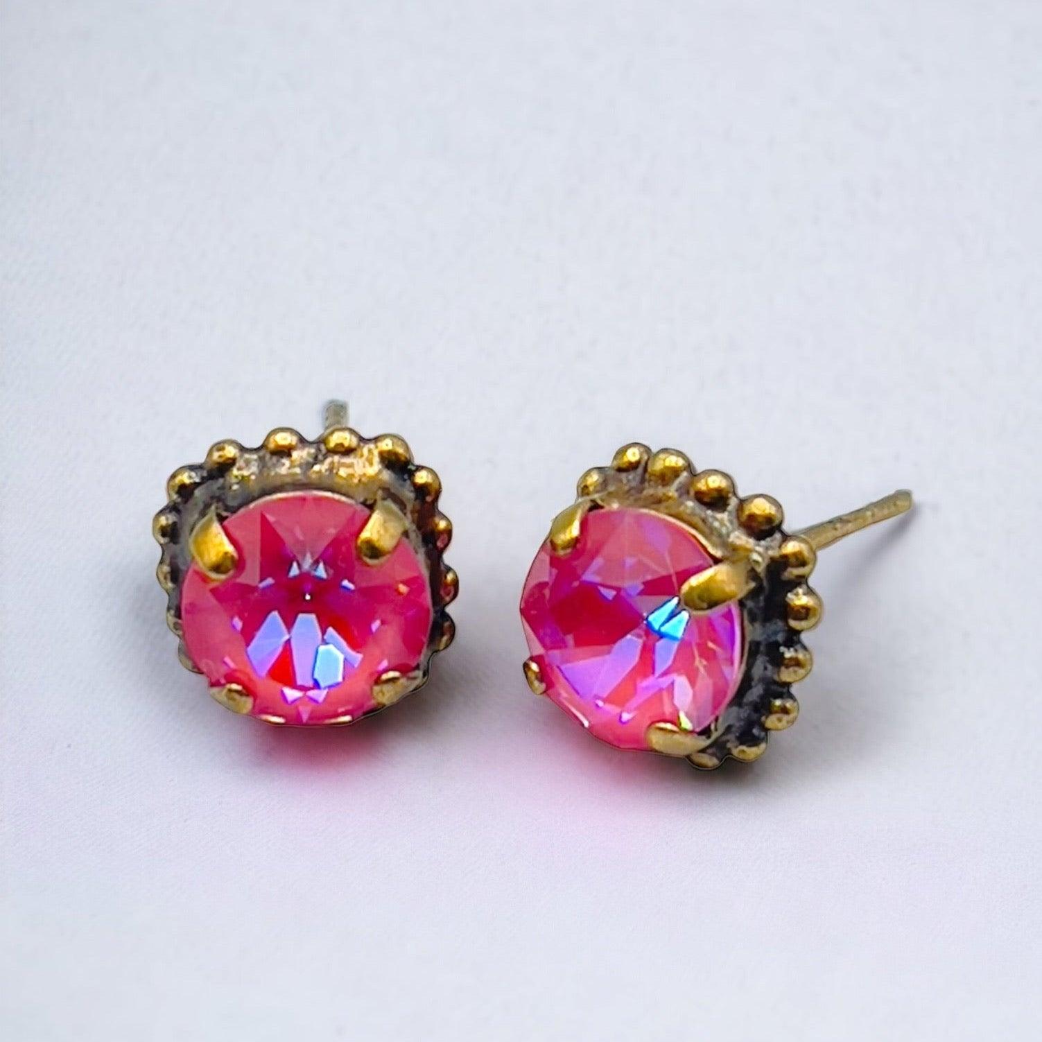 Pink Glass Stone Earrings - Vita Isola