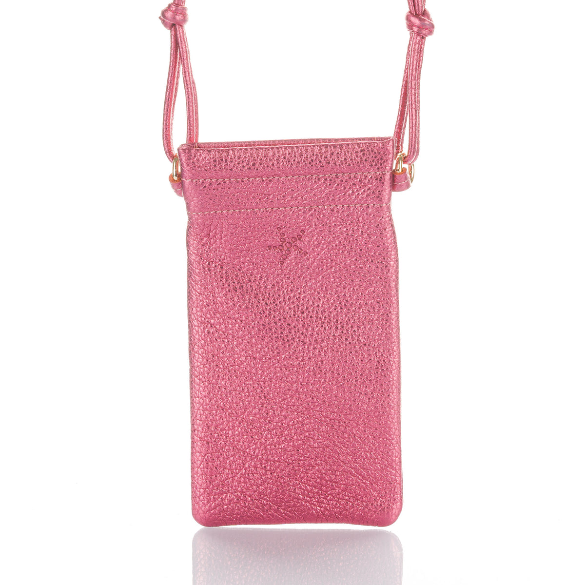 Hot Pink Metallic Crossbody Leather Phone Pouch