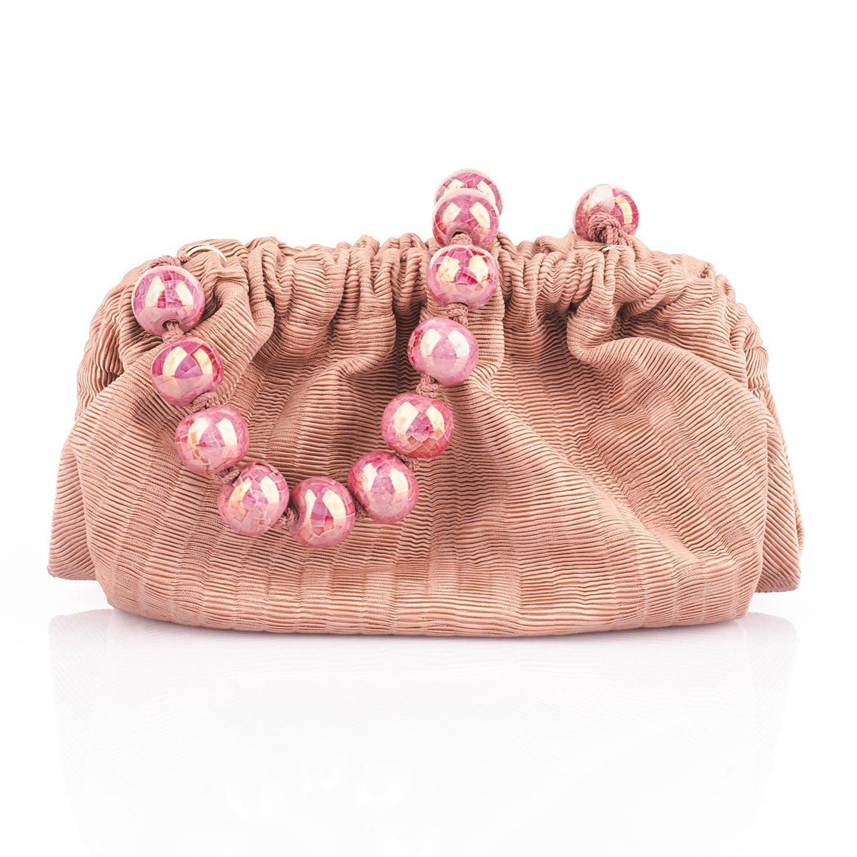Natalia - Raso Plisse Mini Clutch Bag - Nude