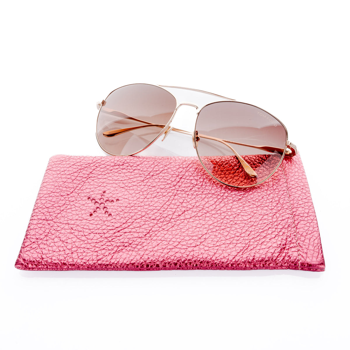 Hot Pink Metallic Leather Sunglasses Pouch