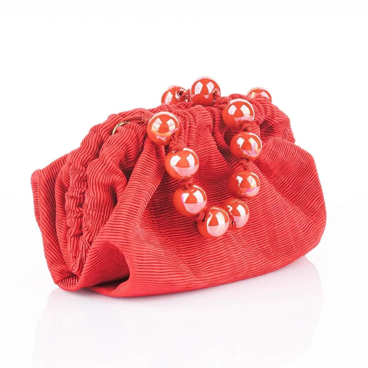 Natalia - Raso Plisse Mini Clutch Bag - Red