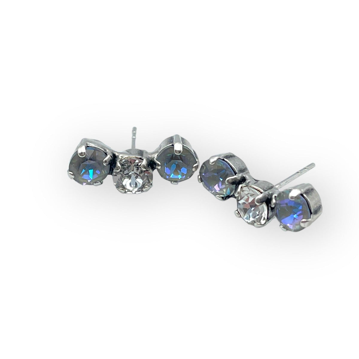 Silver Glass Stone Stud Earrings - Vita Isola