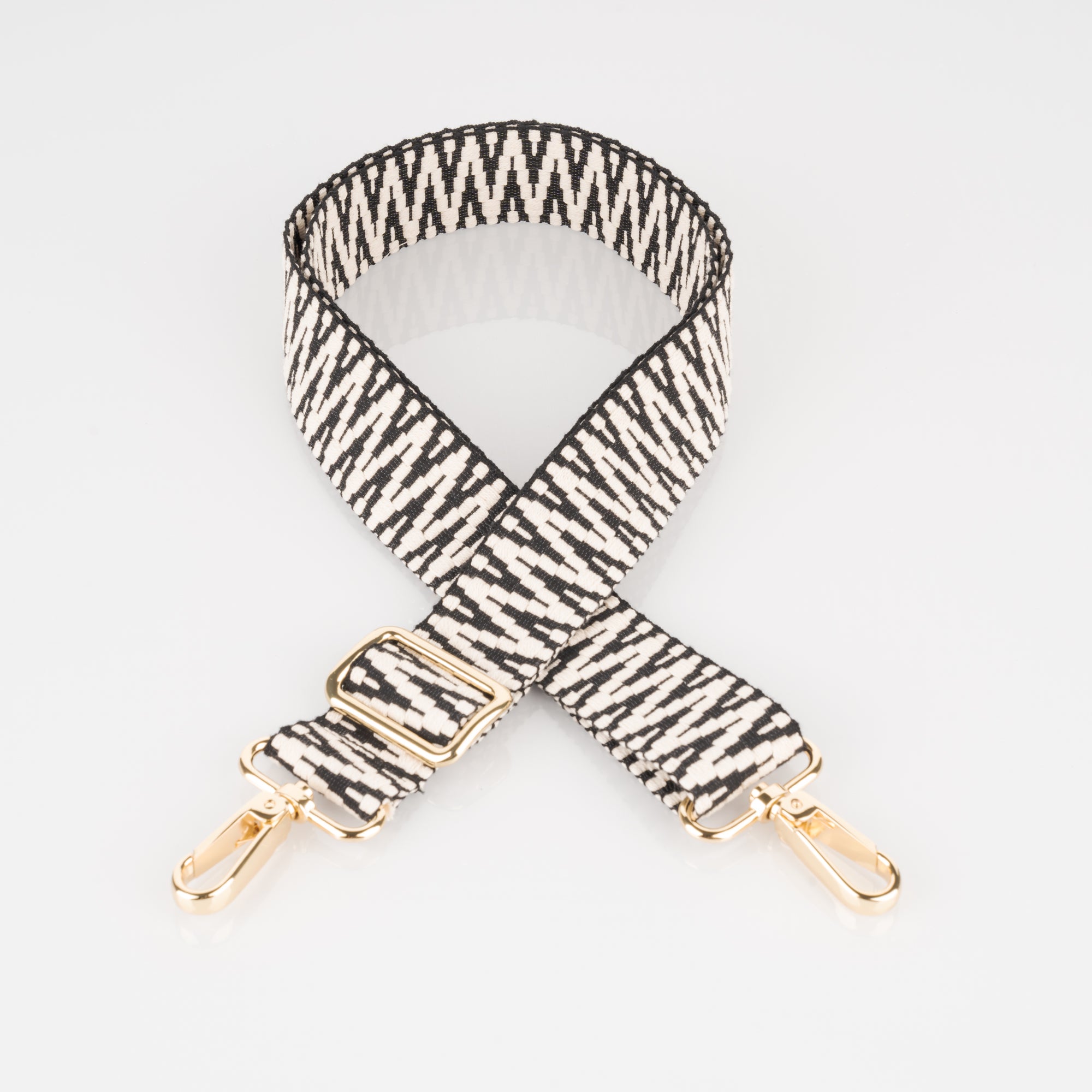 Adjustable Straps - Minimalist Zigzag - Ivory & Black