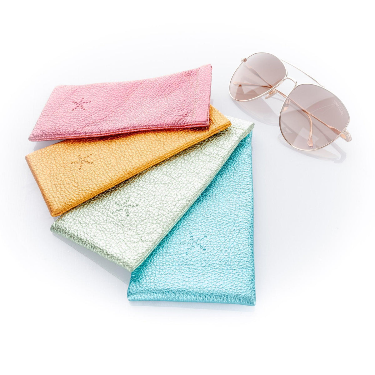 Bright Green Metallic Leather Sunglasses Pouch