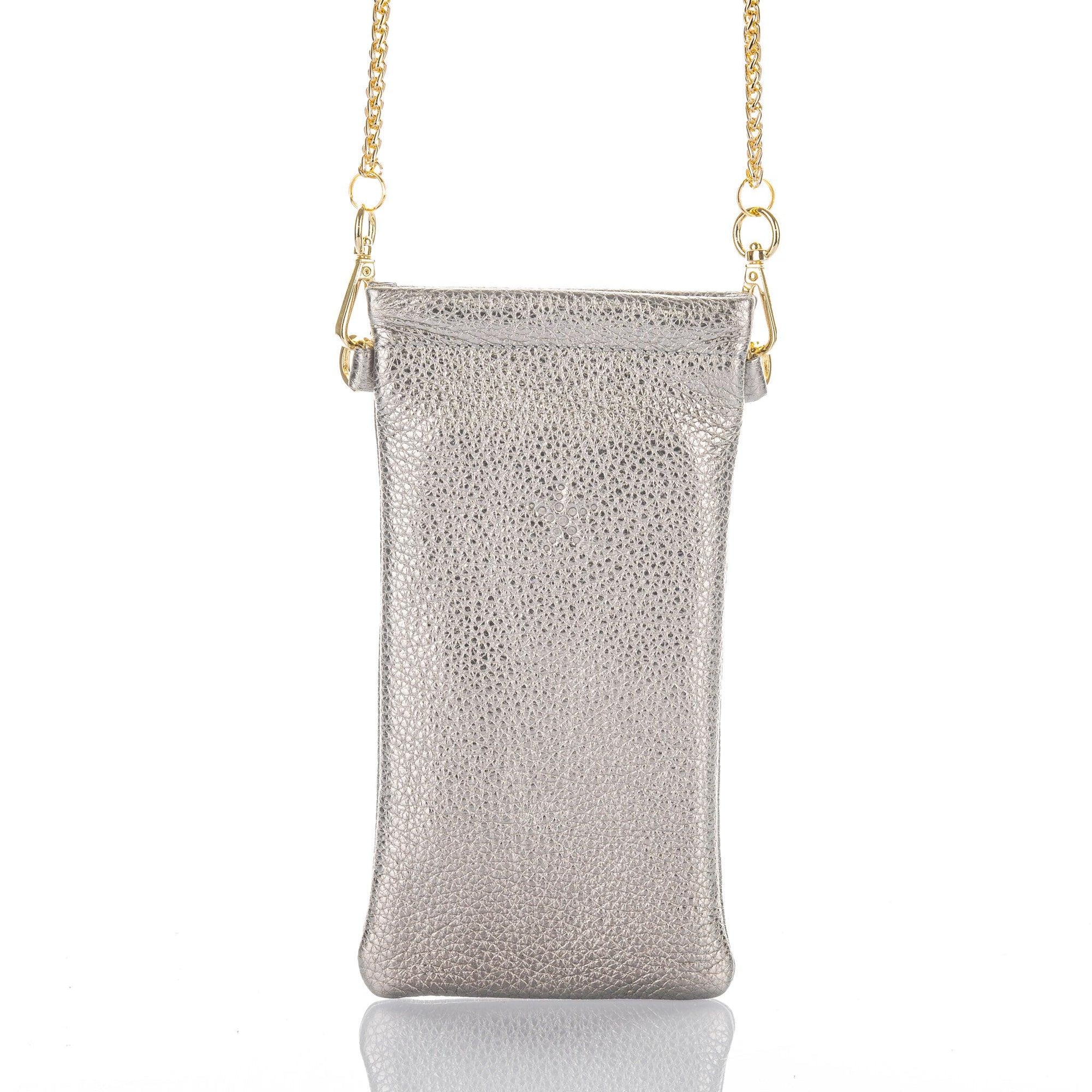 Titanium Crossbody Leather Phone Pouch - Vita Isola