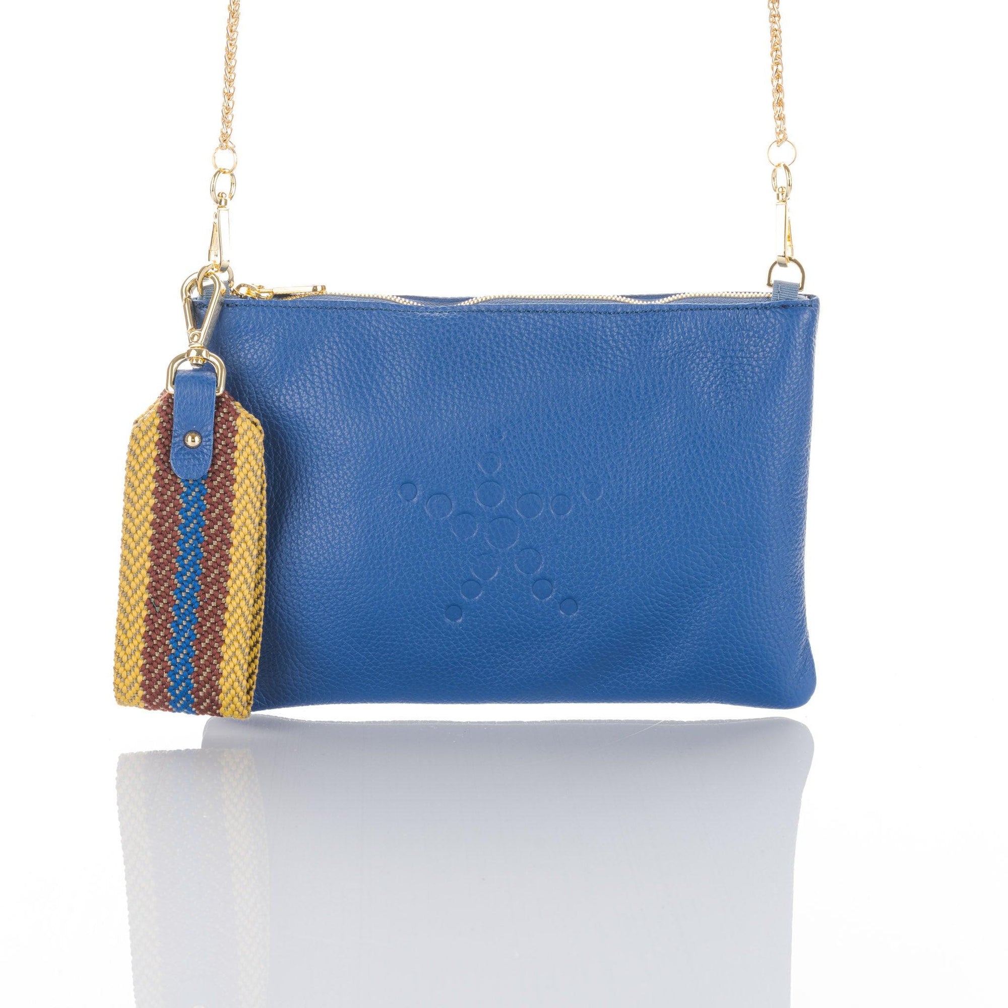 TriVersa Luxe Leather - Pouch, Clutch, & Crossbody- Blue - Vita Isola