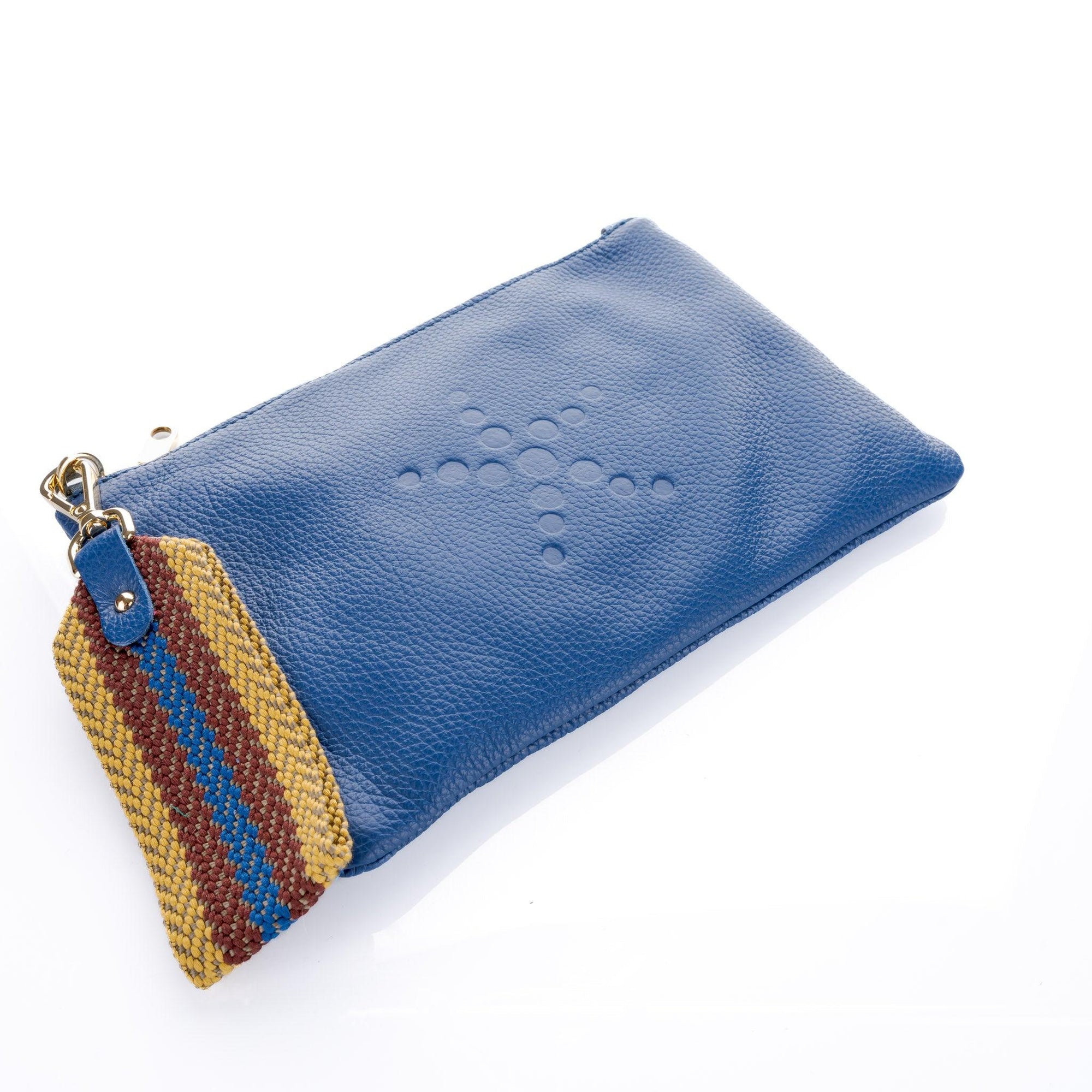 TriVersa Luxe Leather - Pouch, Clutch, & Crossbody- Blue - Vita Isola