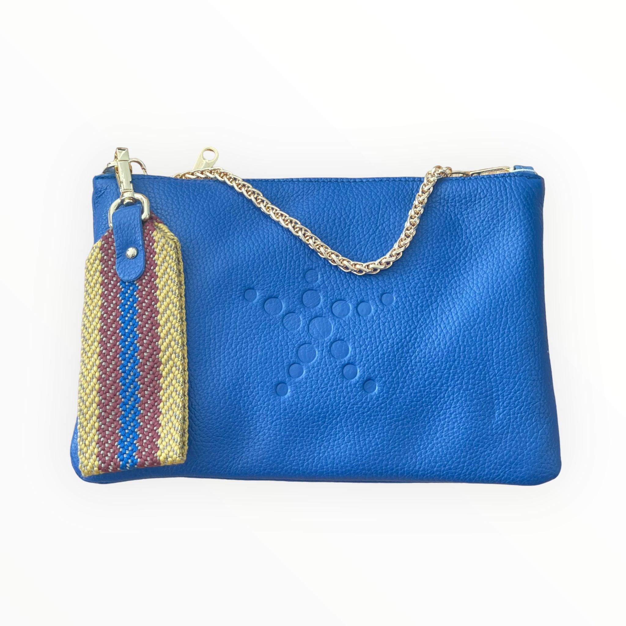 TriVersa Luxe Leather - Pouch, Clutch, & Crossbody- Blue - Vita Isola