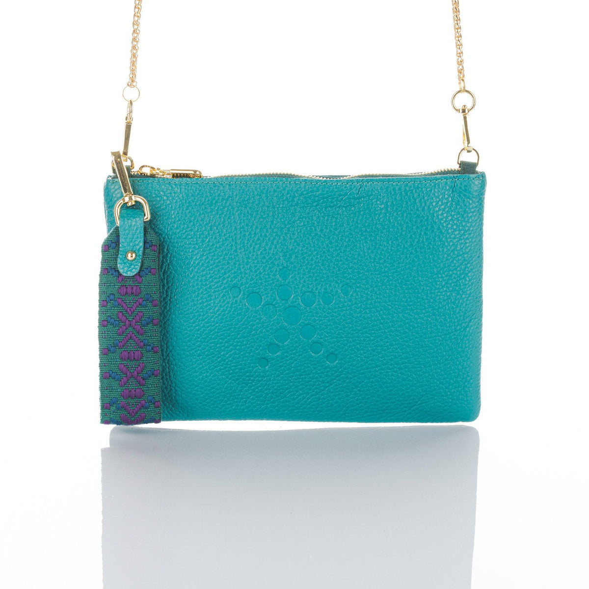 TriVersa Luxe Leather - Pouch, Clutch, &amp; Crossbody-Teal - Vita Isola