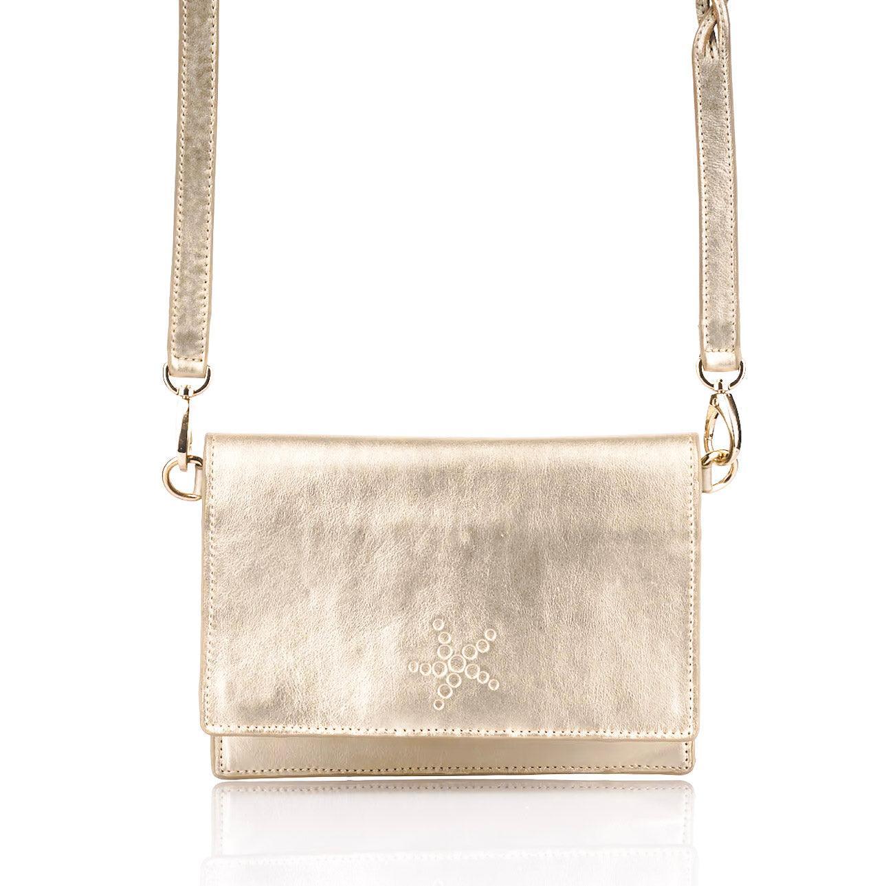 TriVersa Luxe Passport Leather Trio: Passport Holder, Wallet, & Crossbody Clutch-Gold - Vita Isola