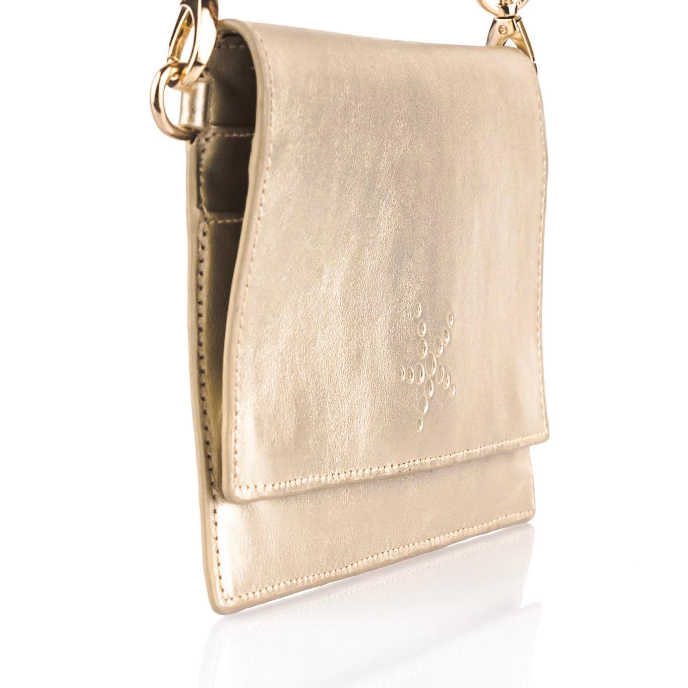 TriVersa Luxe Passport Leather Trio: Passport Holder, Wallet, & Crossbody Clutch-Gold - Vita Isola