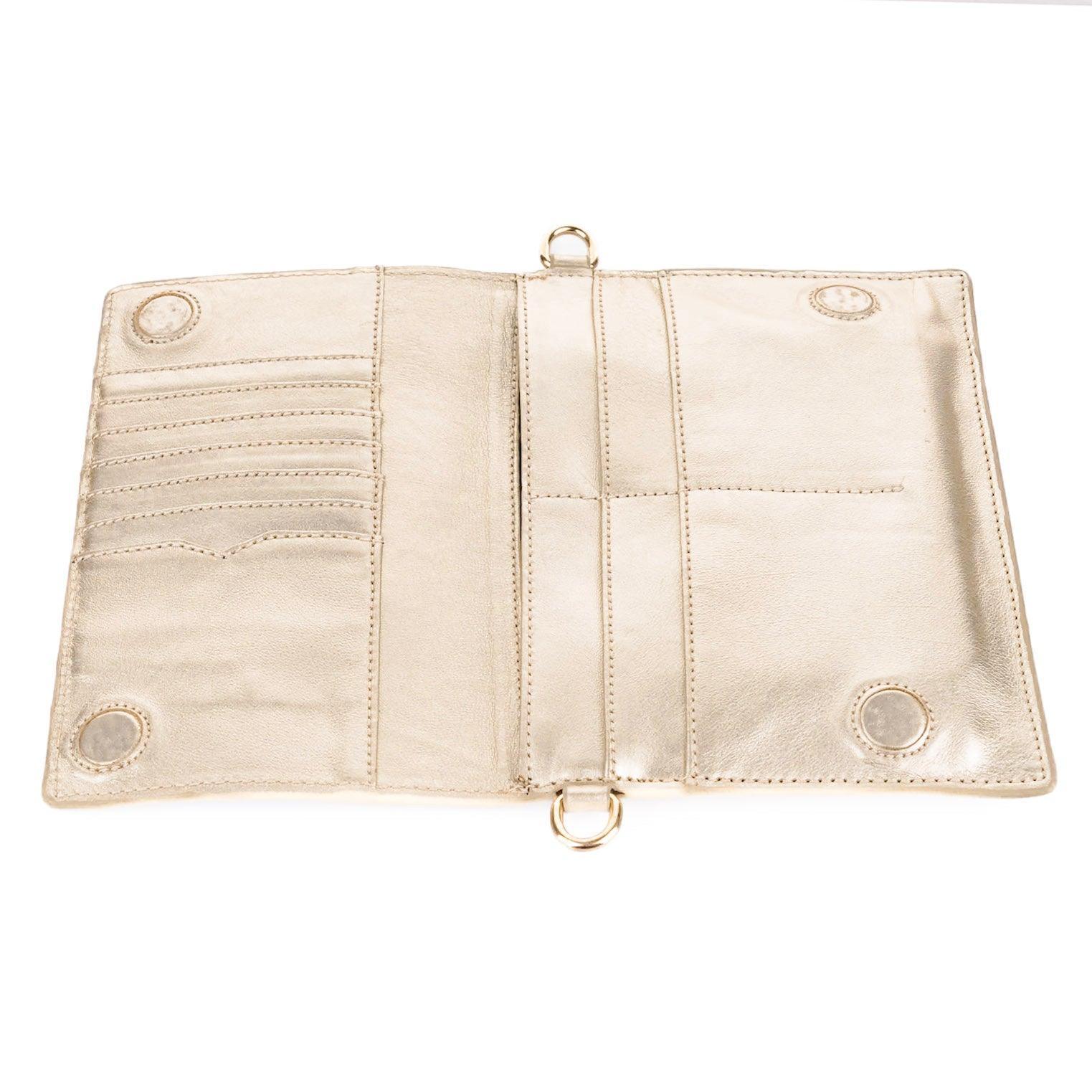 TriVersa Luxe Passport Leather Trio: Passport Holder, Wallet, & Crossbody Clutch-Gold - Vita Isola
