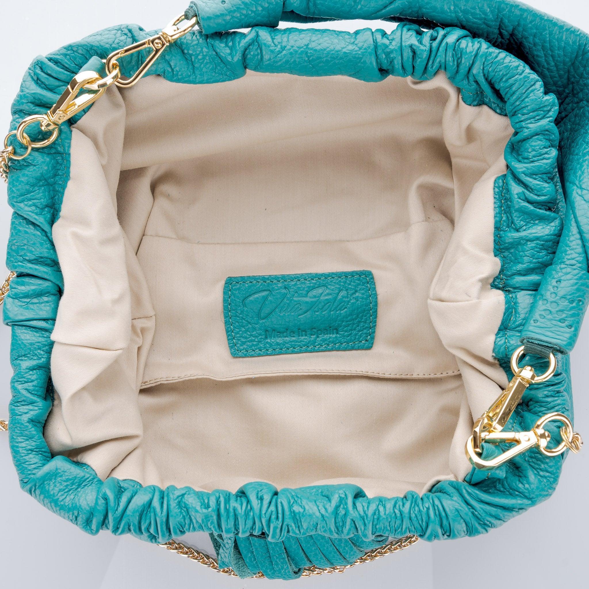 Women Turquoise Cloud Mini Clutch|Premium Genuine Leather Chain