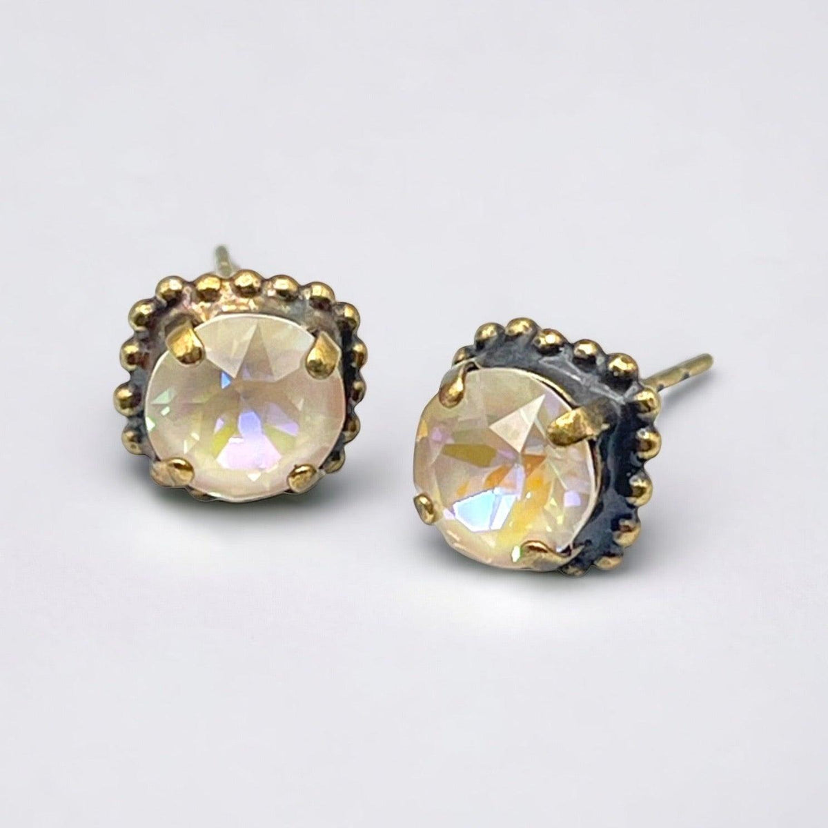 Sorrelli | Eileen Stud Earrings in Bright Gold Tone and Clear Crystals