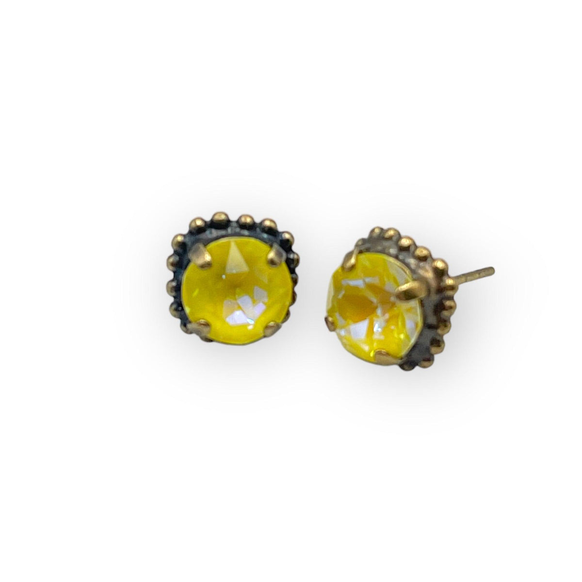 Yellow Glass Stud Earrings - Vita Isola