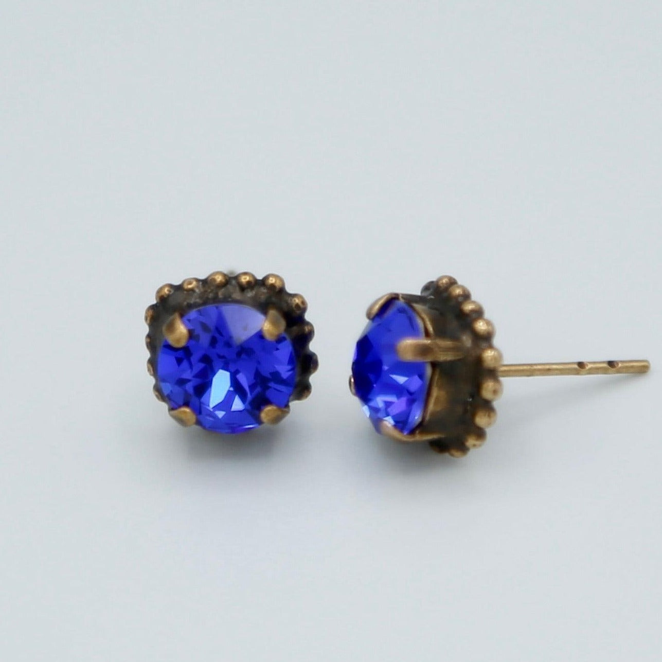 Admiral Blue Swarovski Stone Stud Earrings - Vita Isola