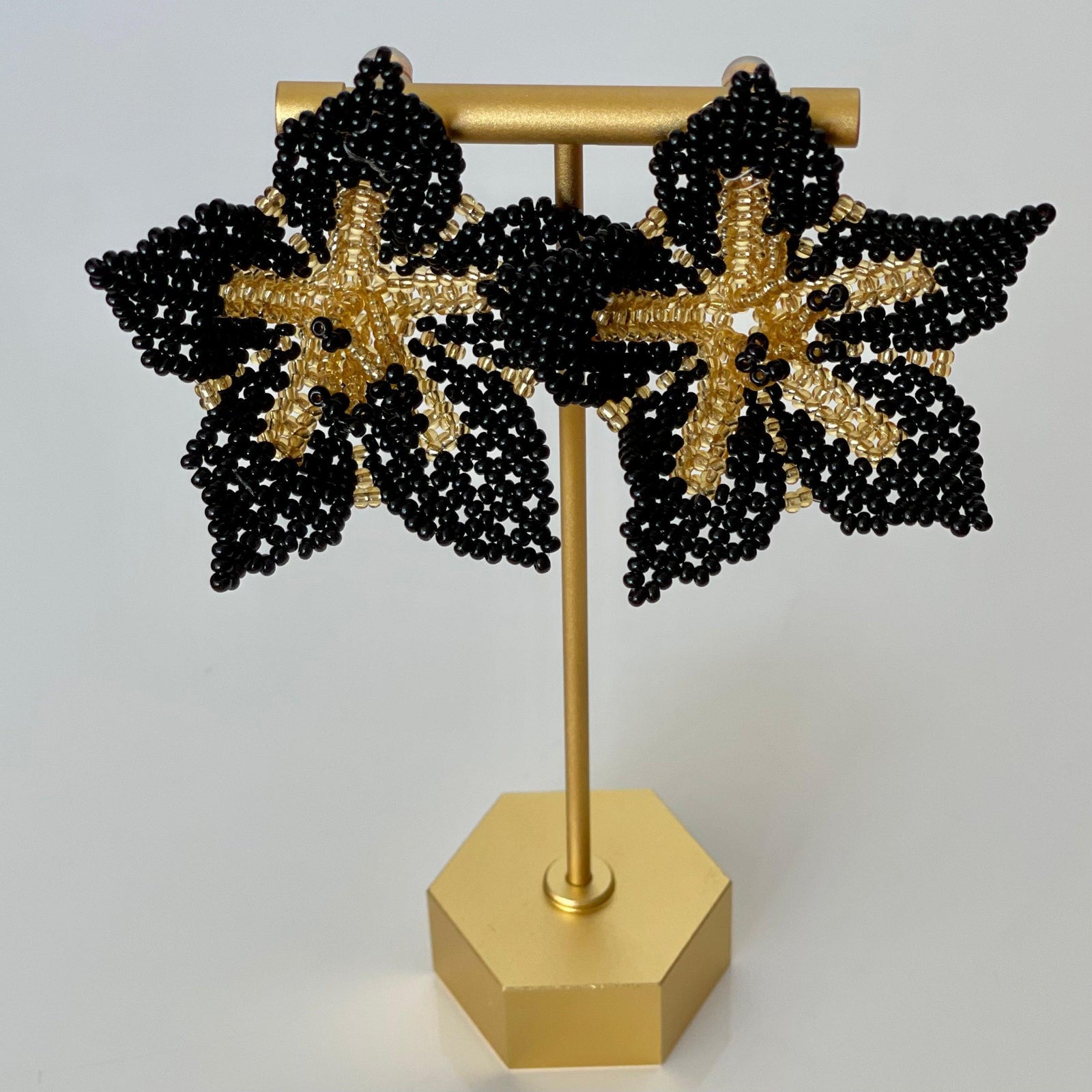 Black Gold Amaryllis Flower Earrings - Vita Isola