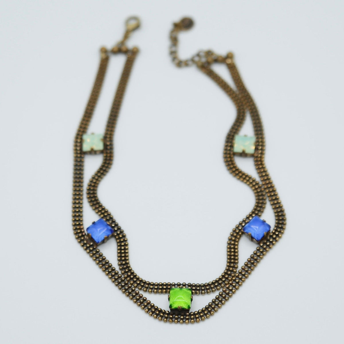 Blue and Lime Narcissa Choker with Crystals - Vita Isola
