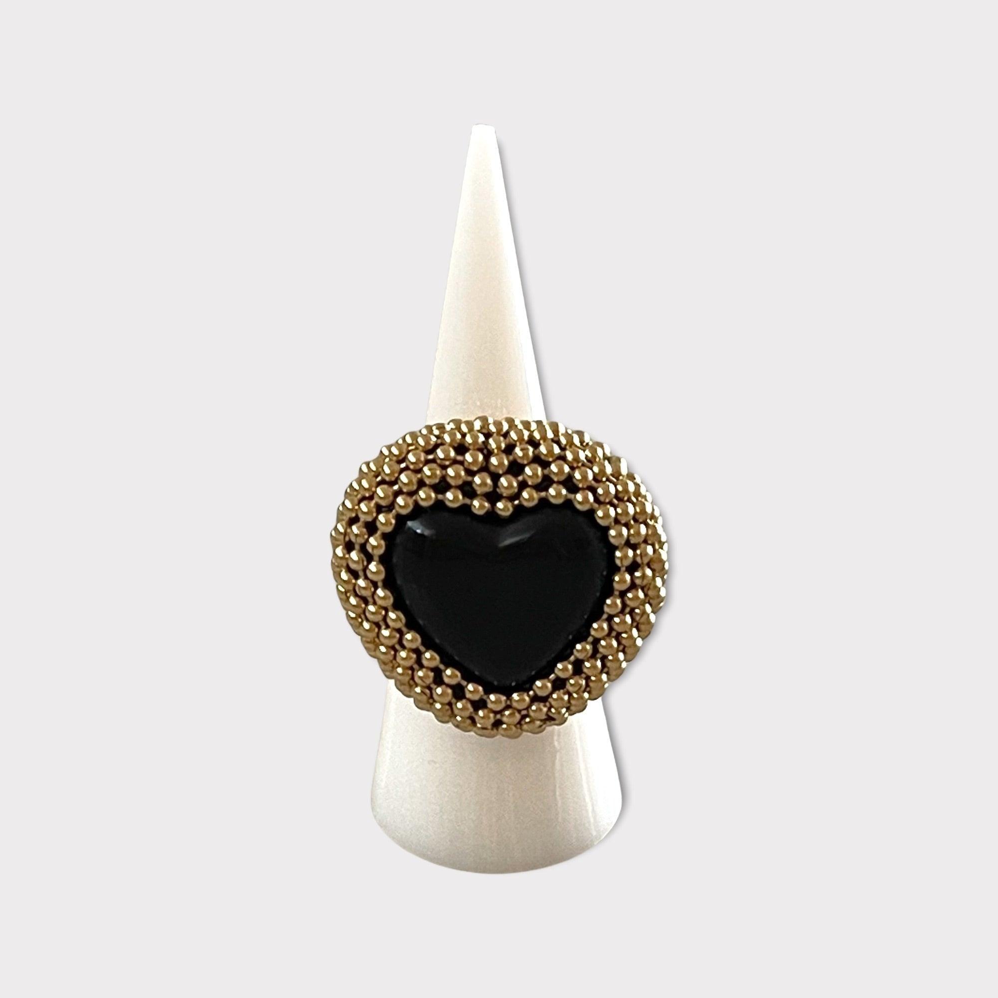 Gold Black Heart Ring BE🇮🇹 - Vita Isola