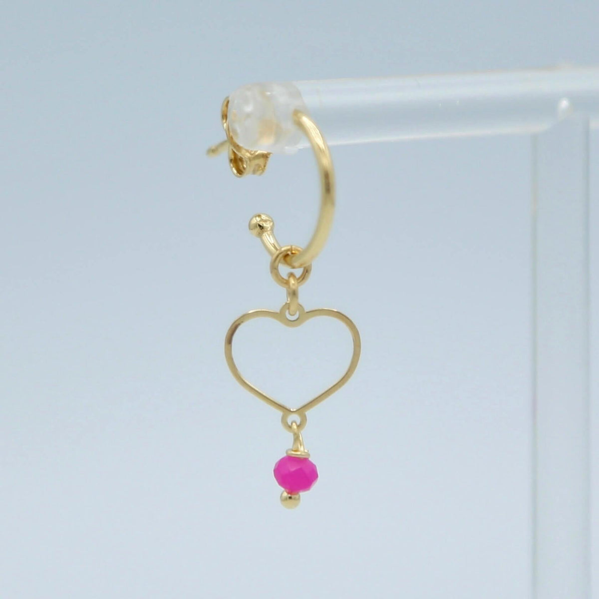 Gold Earrings with Fuchsia Stone - Vita Isola