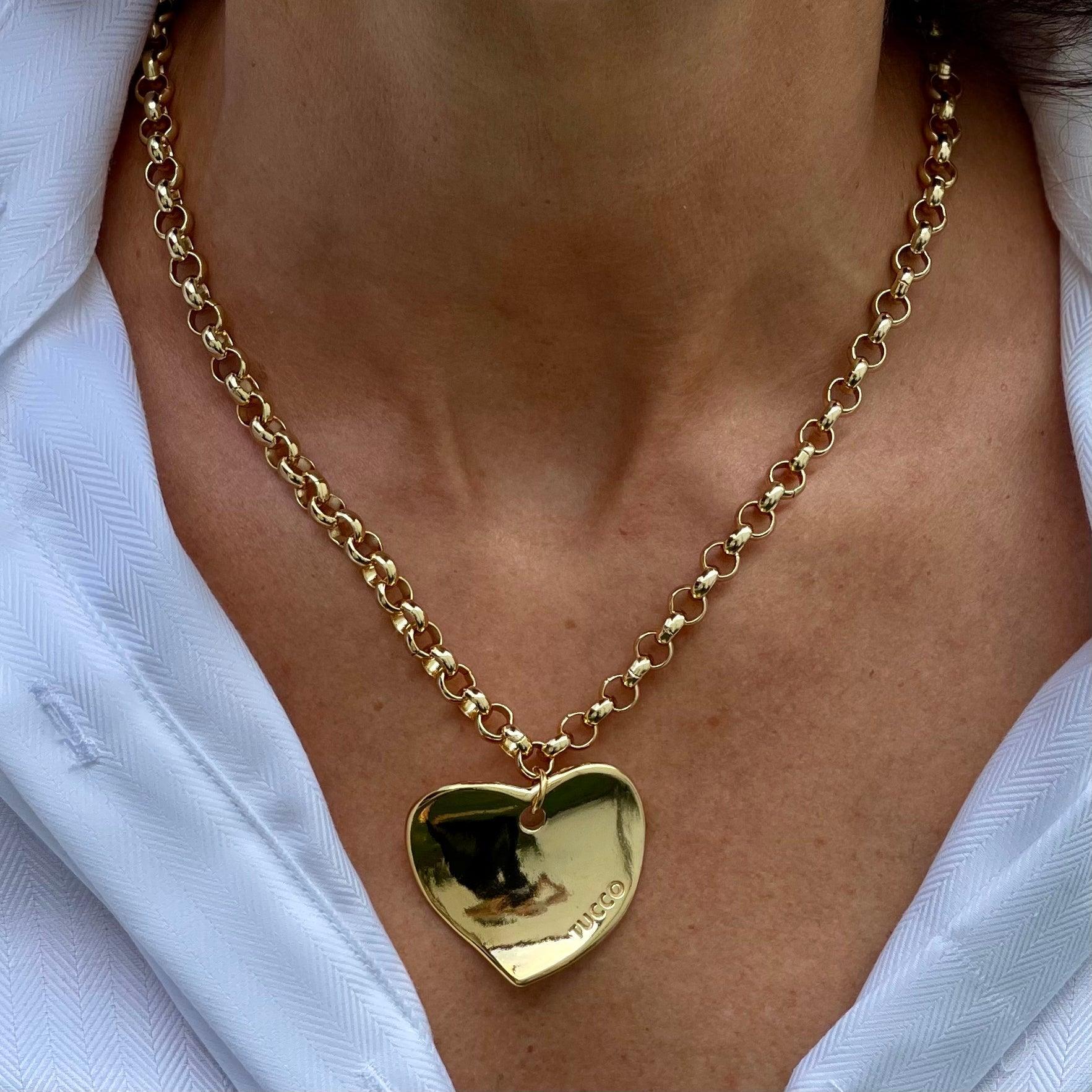 Gold Solid Heart Necklace - Vita Isola