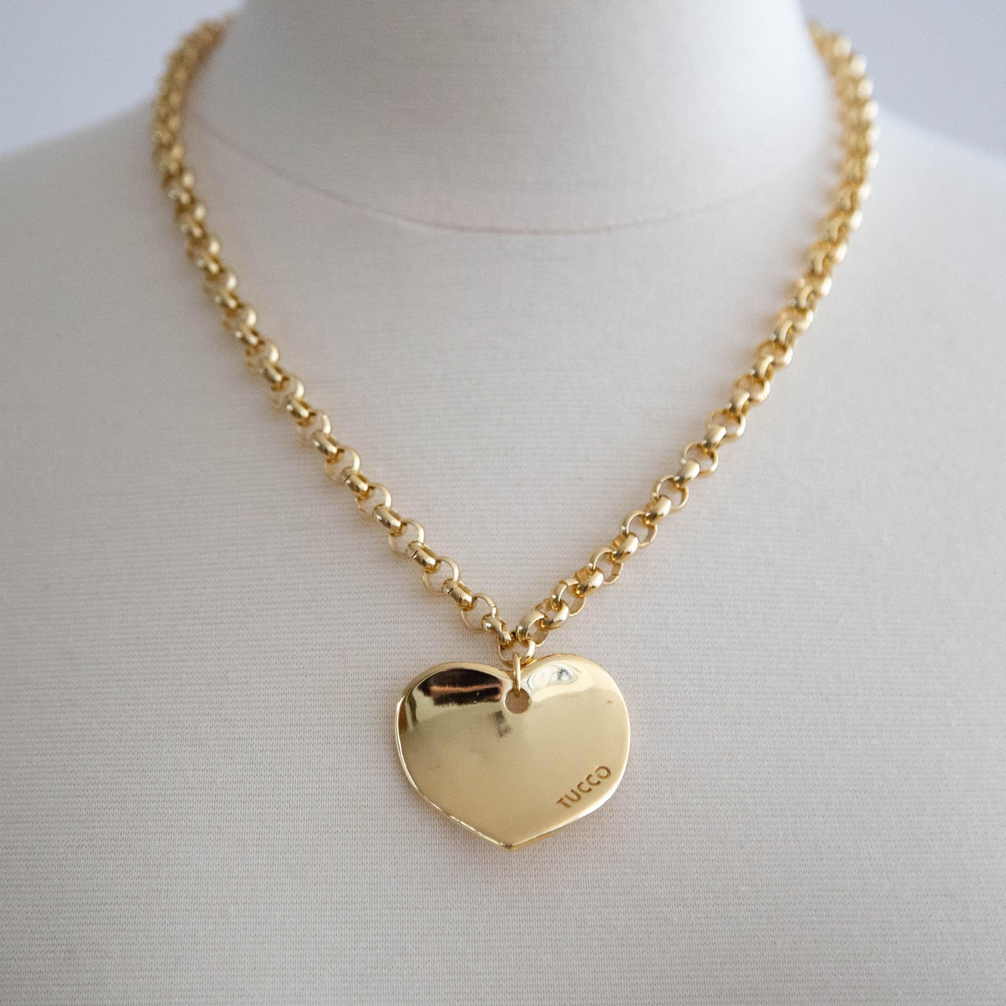 Gold Solid Heart Necklace - Vita Isola