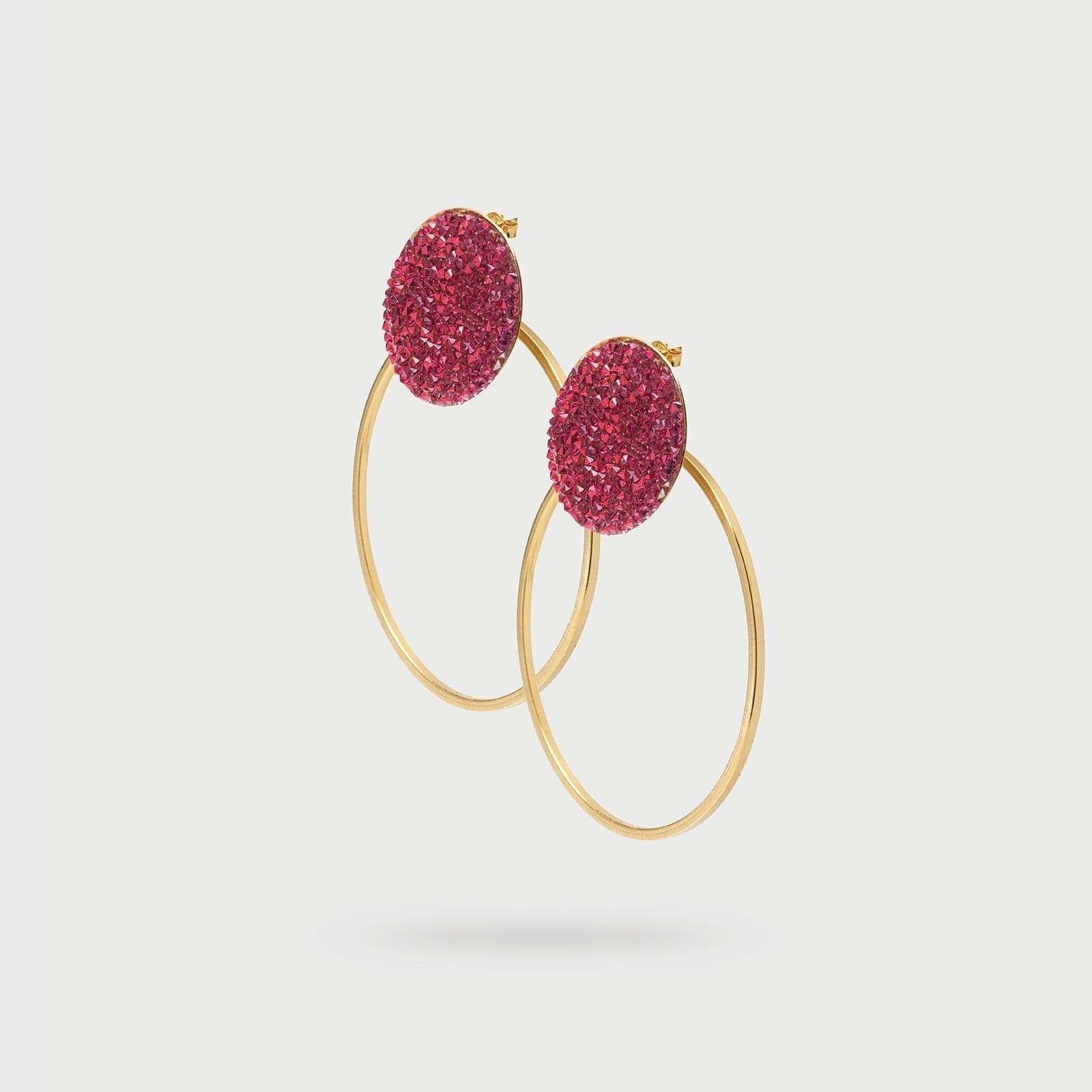 Hope Earrings with Red Fuchsia Swarovski Crystals - Vita Isola