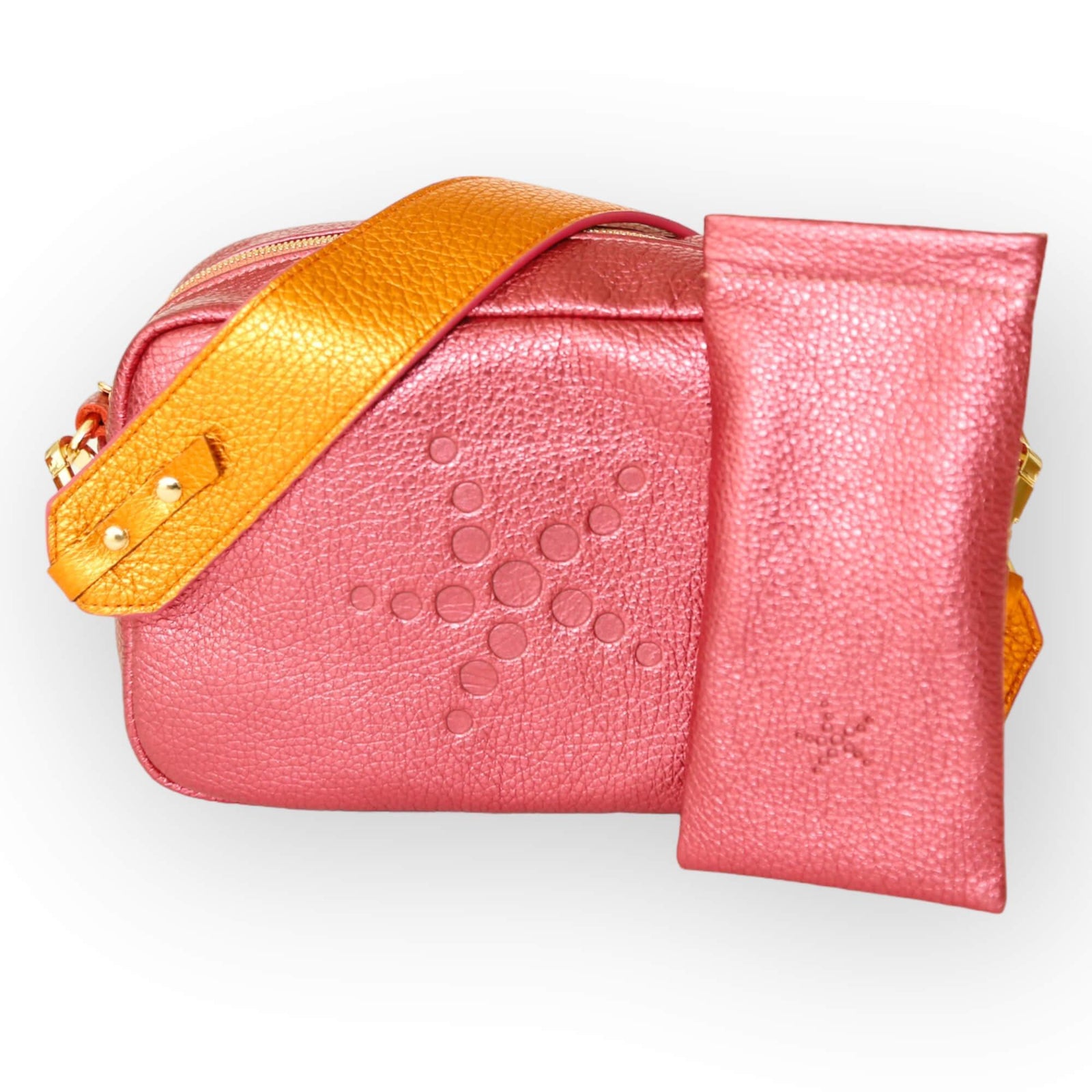 Hot Pink Metallic Leather Sunglasses Pouch - Vita Isola
