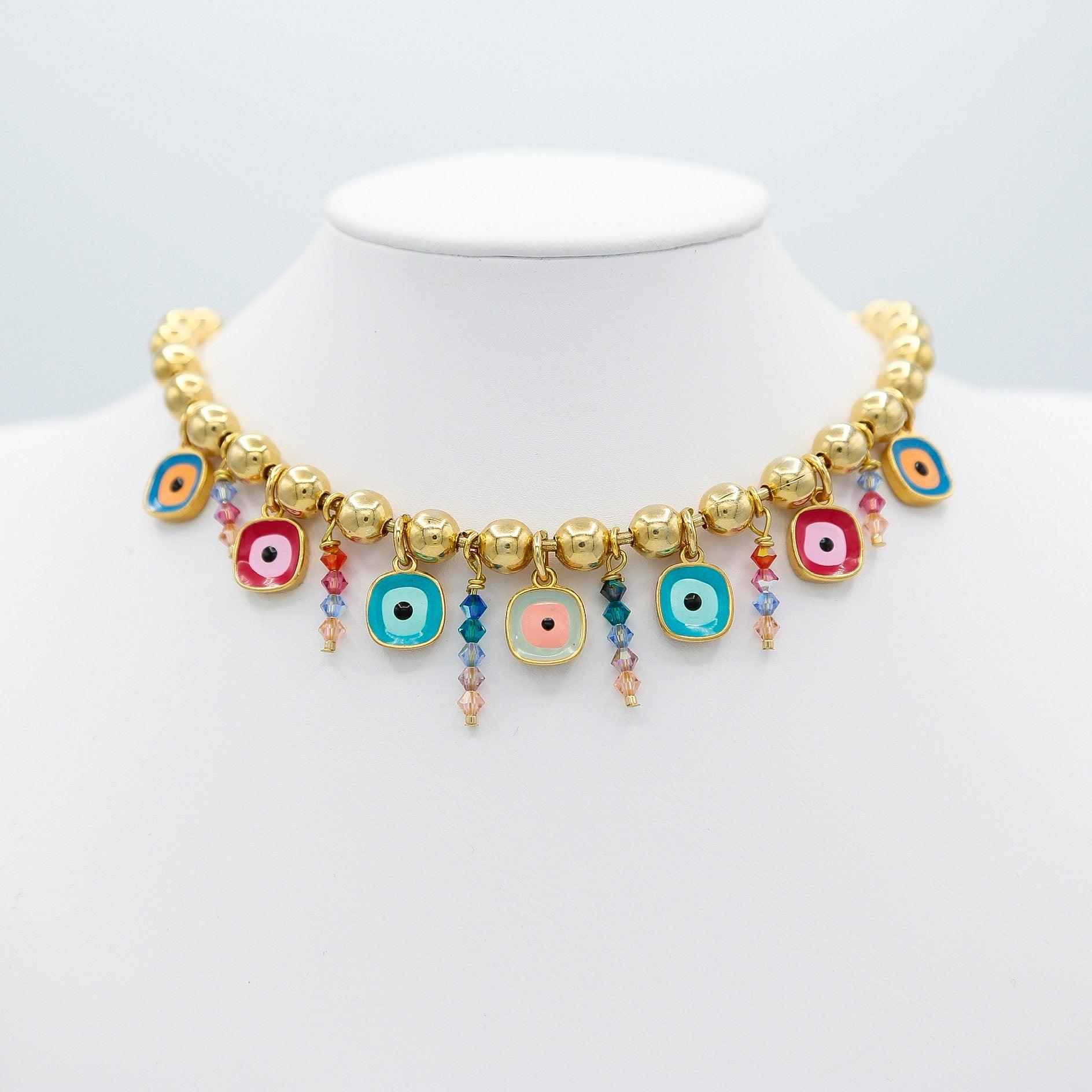 Iconic Gold Bead Necklace with Charms - Vita Isola