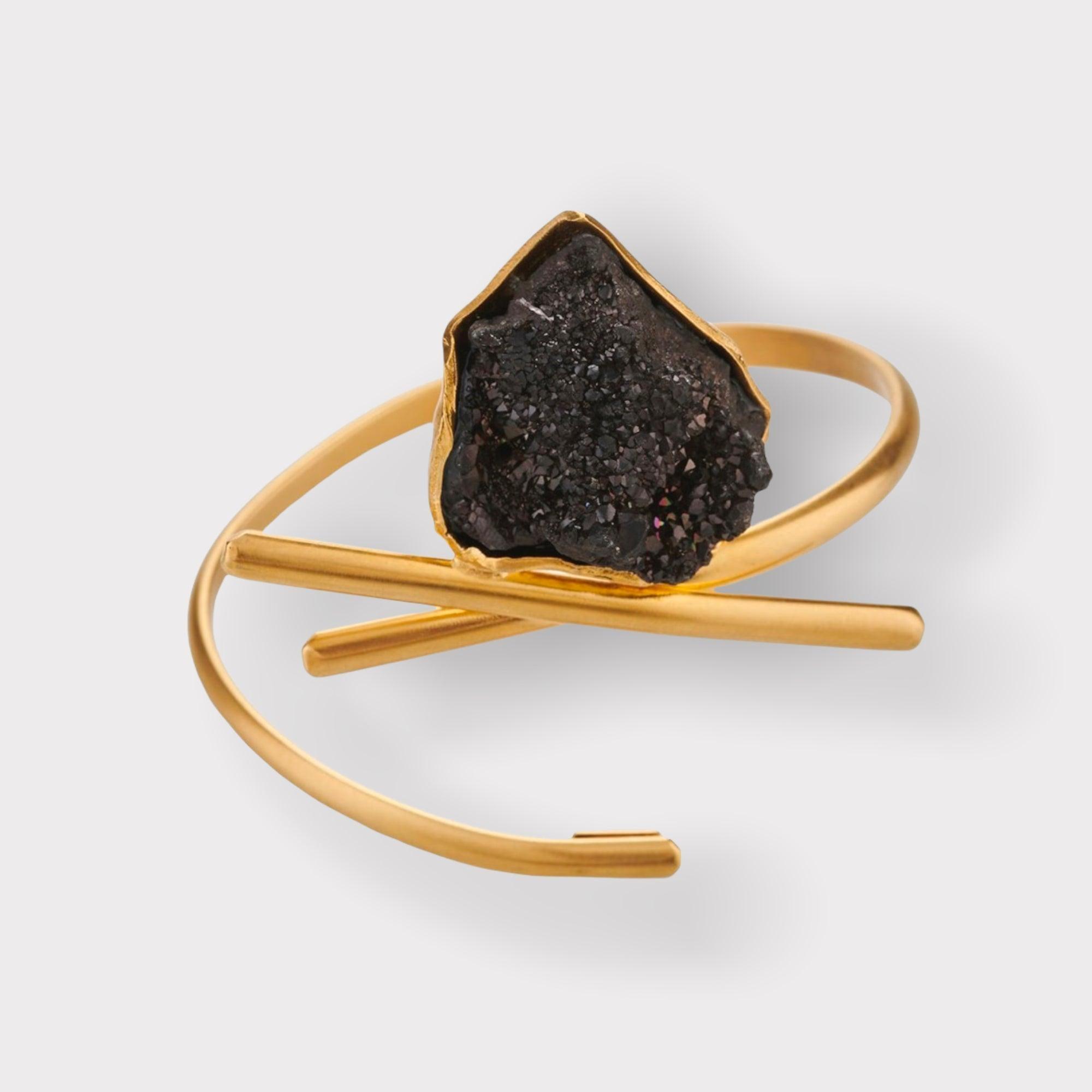 K.V Meteor Bracelet Gold Plated with Black Agate - Vita Isola