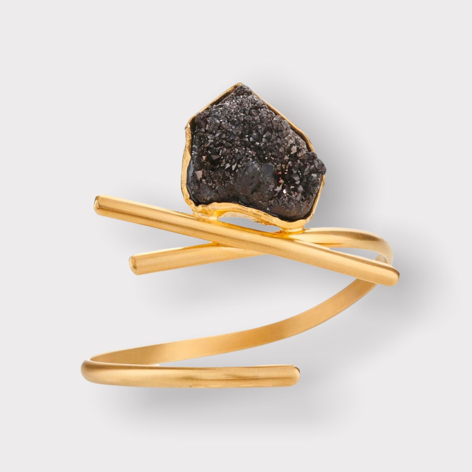 K.V Meteor Bracelet Gold Plated with Black Agate - Vita Isola