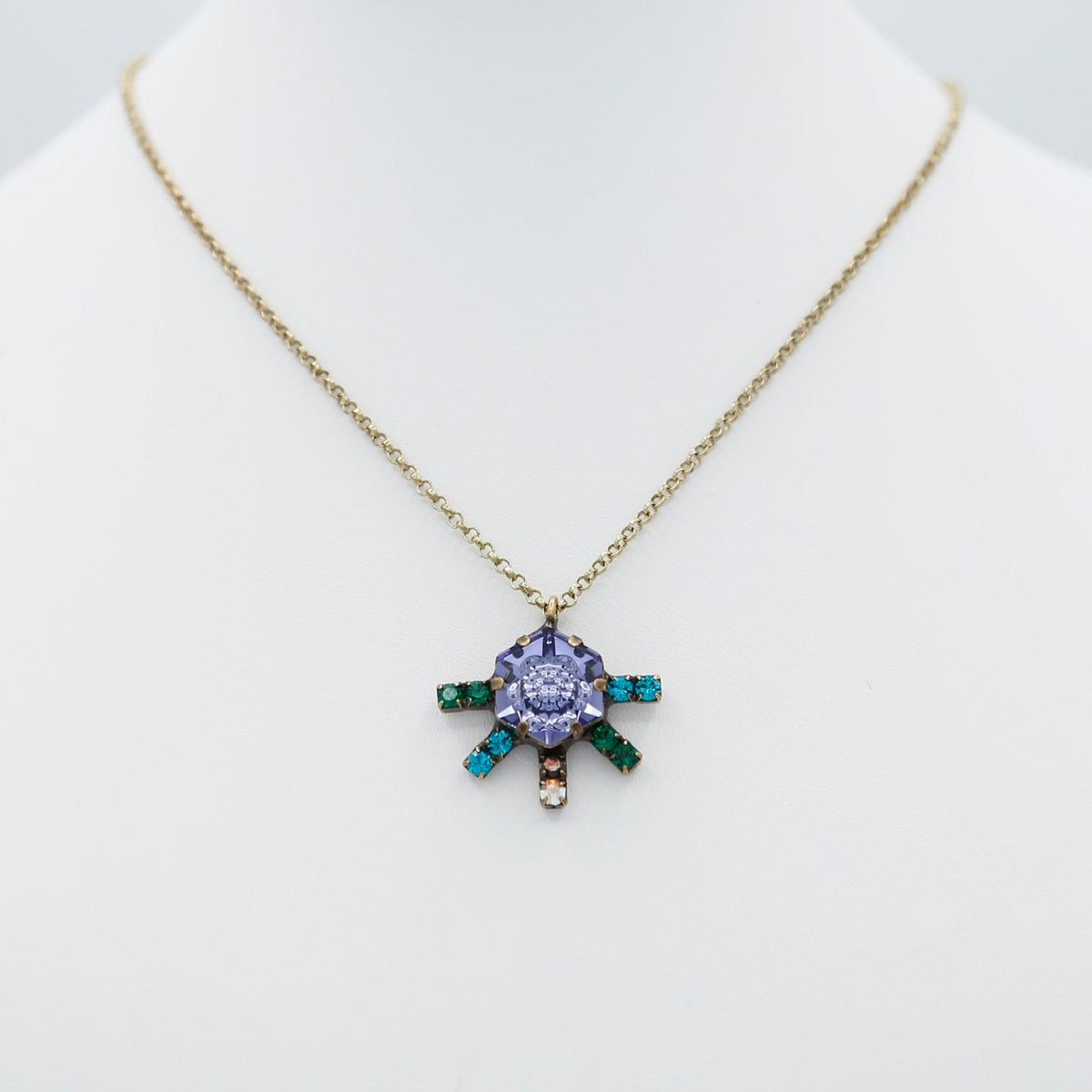 Lavender Multicolor Glass Stone Pendant Necklace - Vita Isola