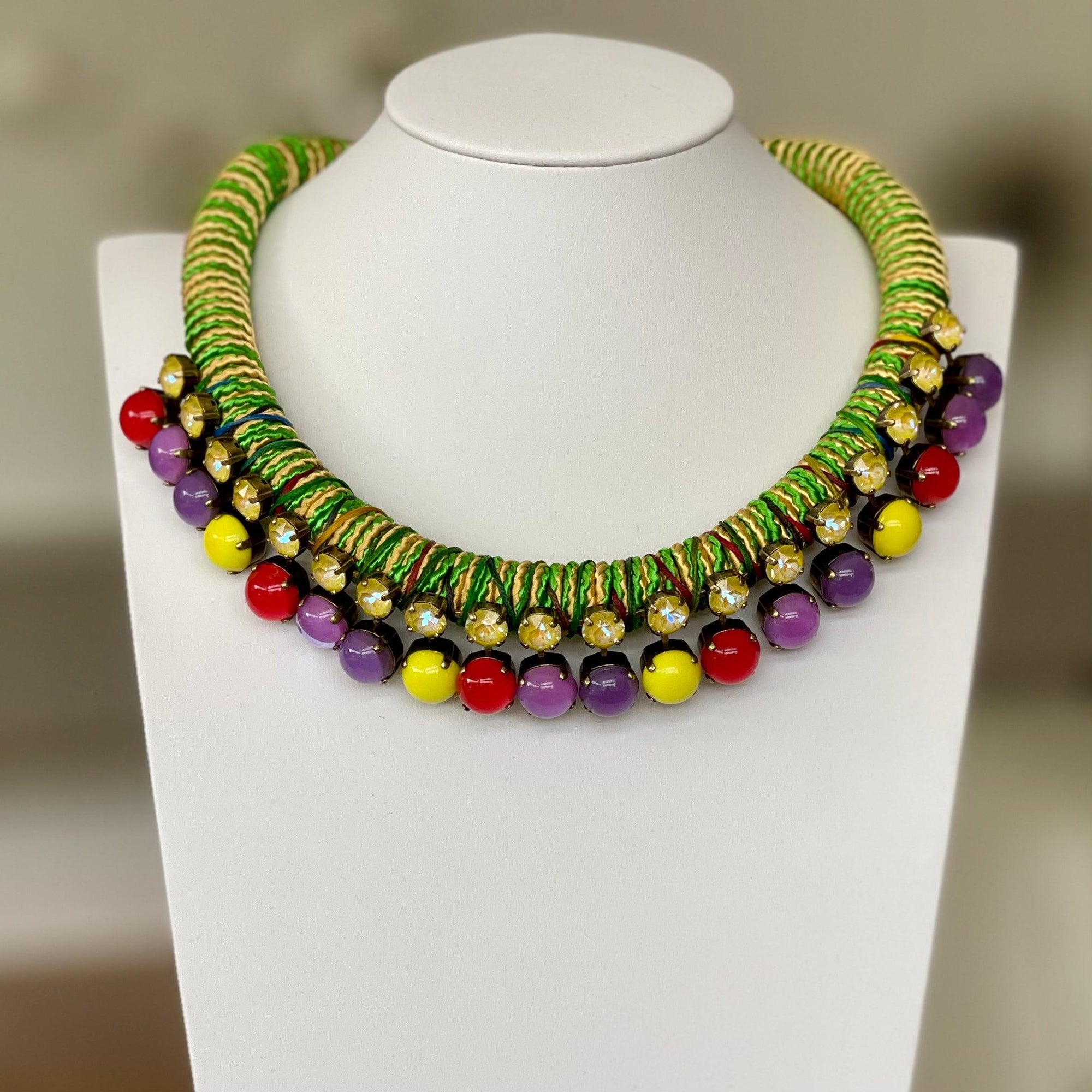 Multicolor Glass Stones Short Necklace - Vita Isola