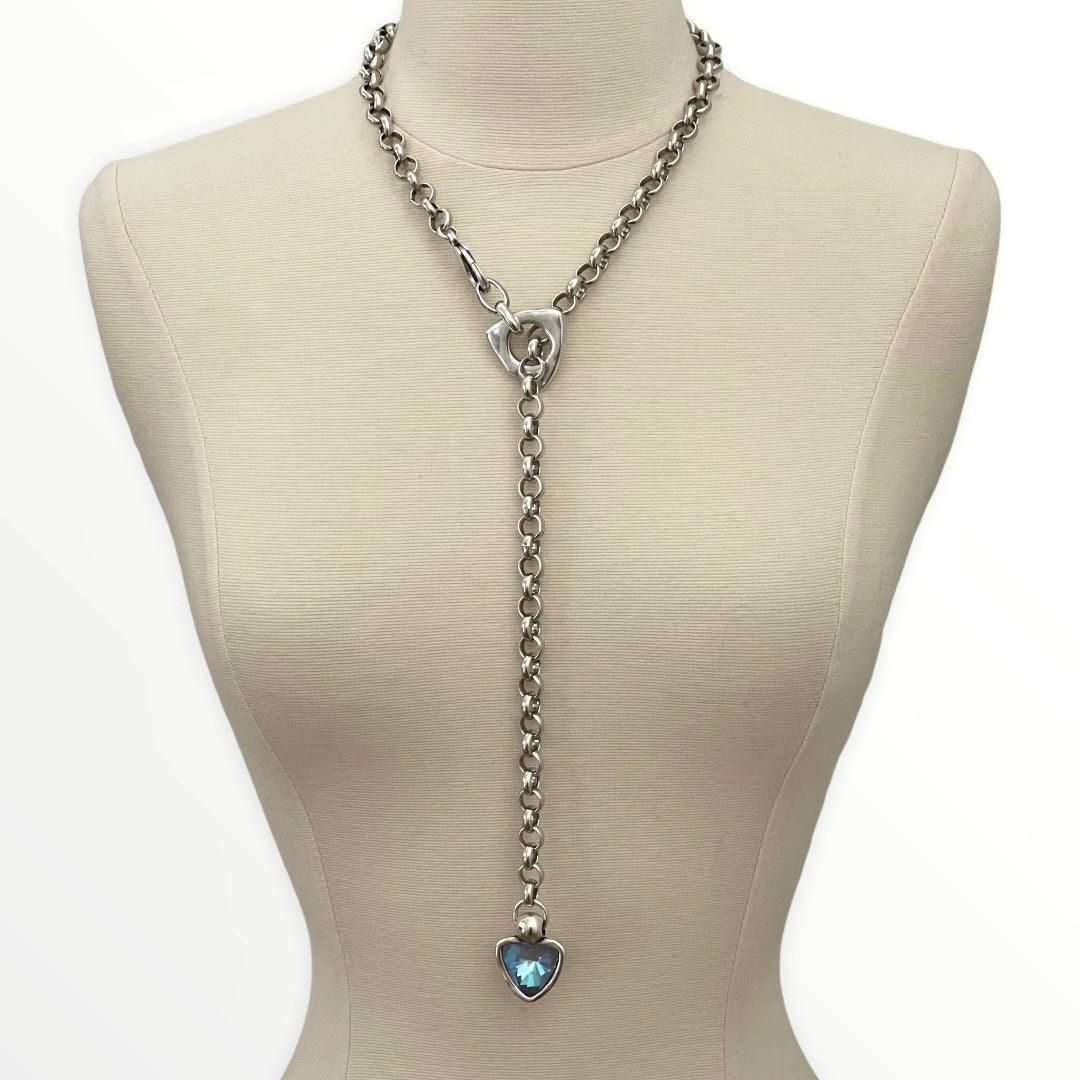 Nicole Blue Austrian Crystal Silver Necklace - Vita Isola